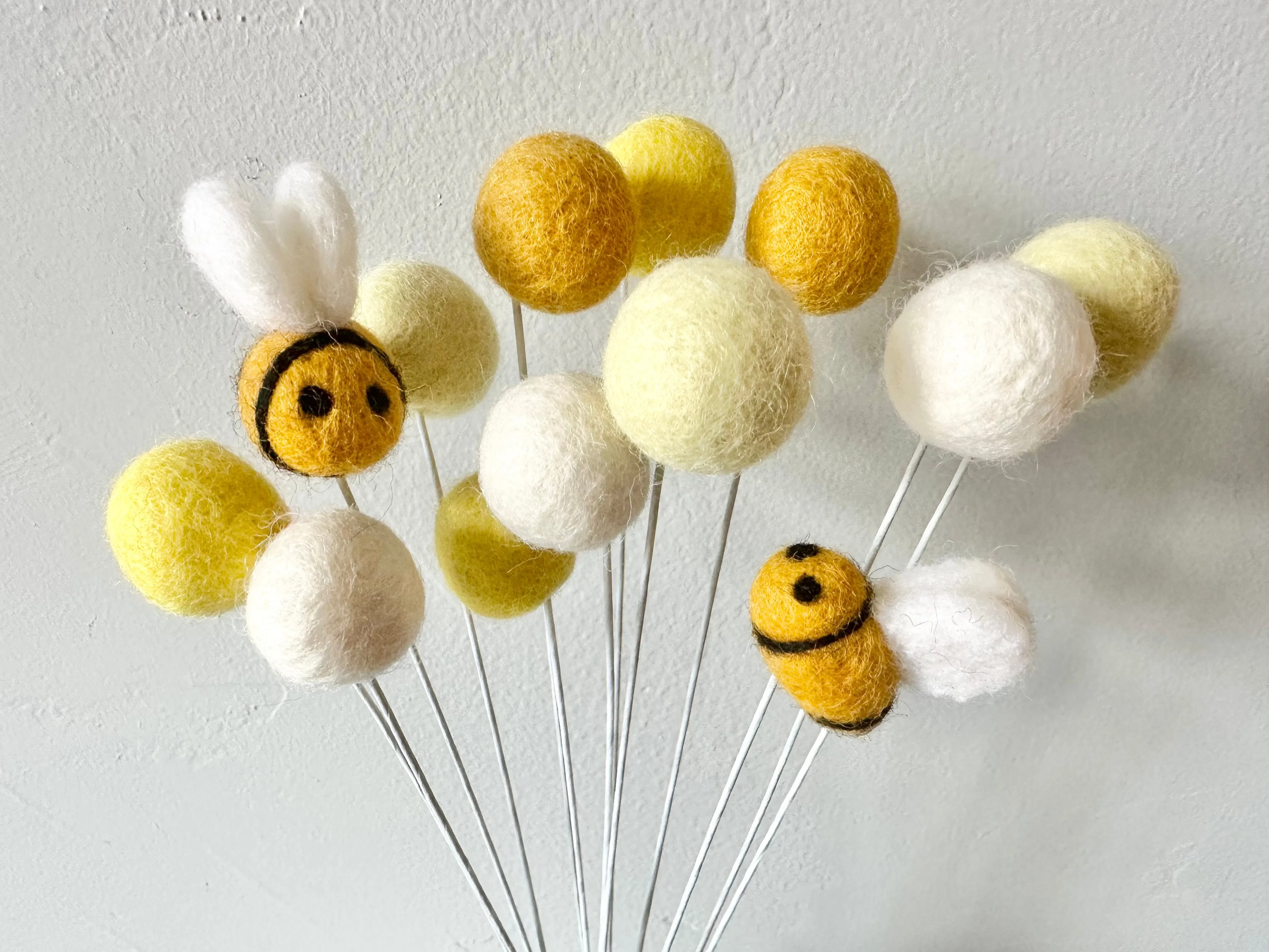 Bumble Bee & Felt Ball Flower Bouquet