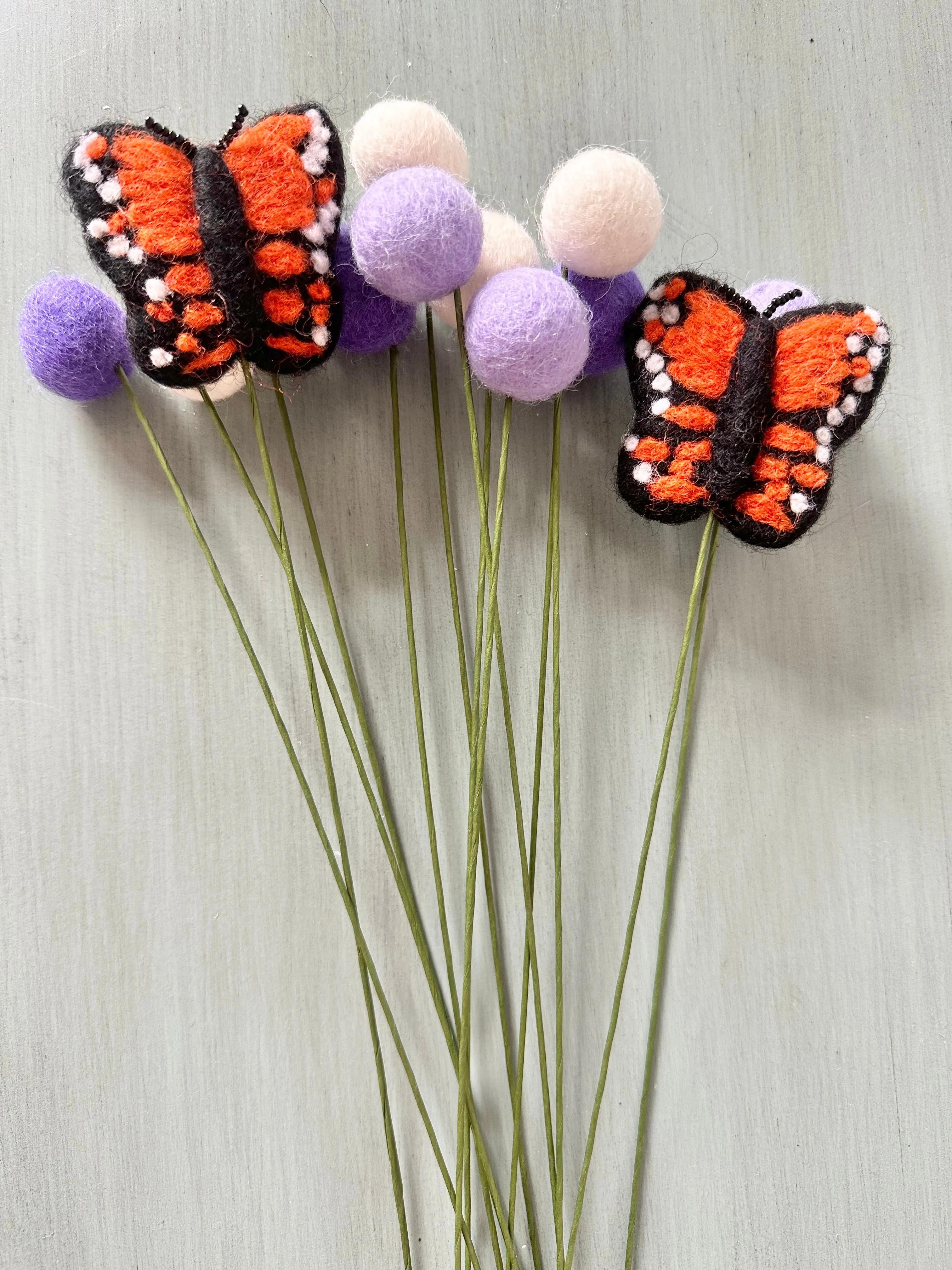 Butterfly Felt Ball Flower Bouquet