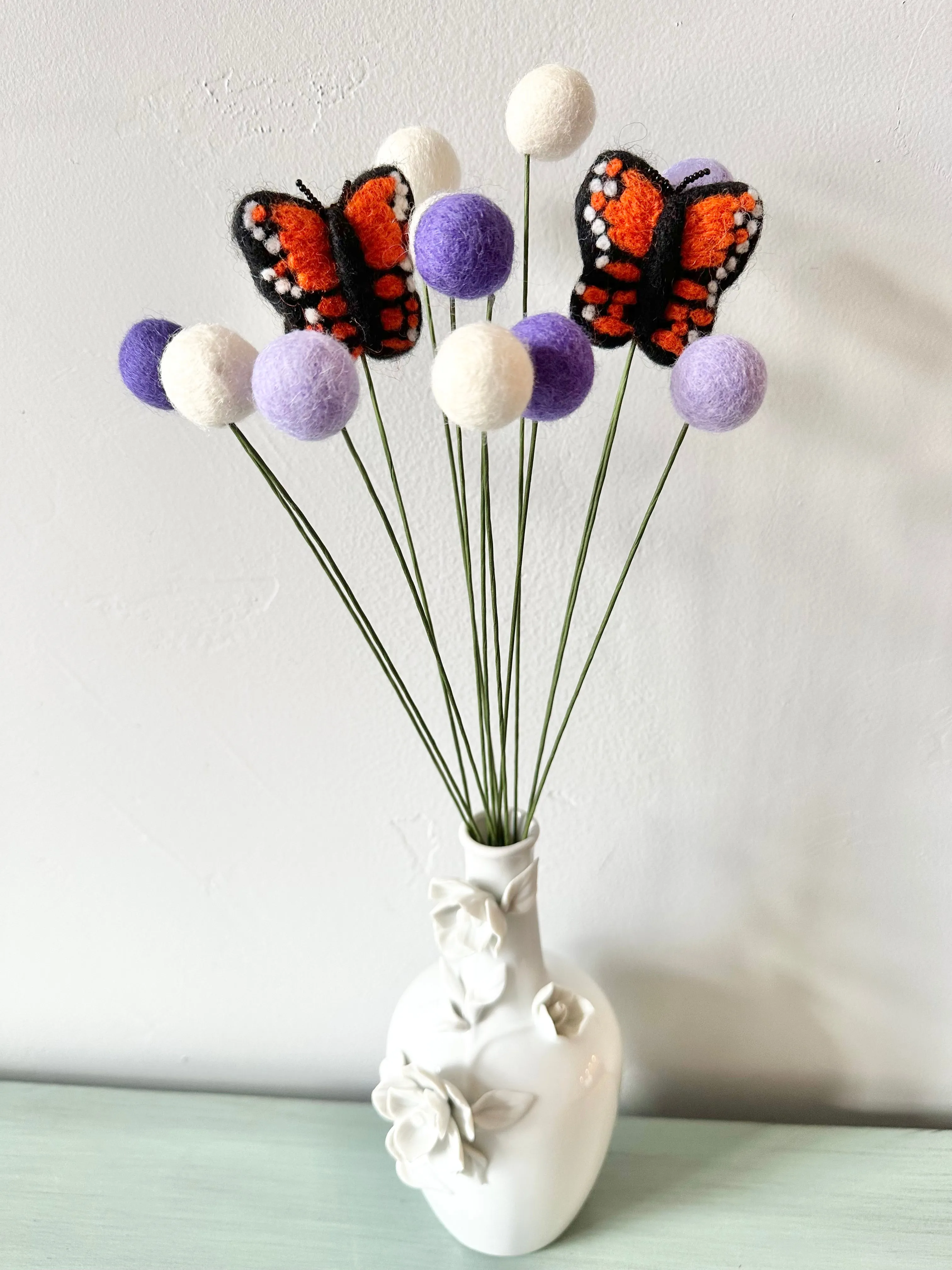 Butterfly Felt Ball Flower Bouquet