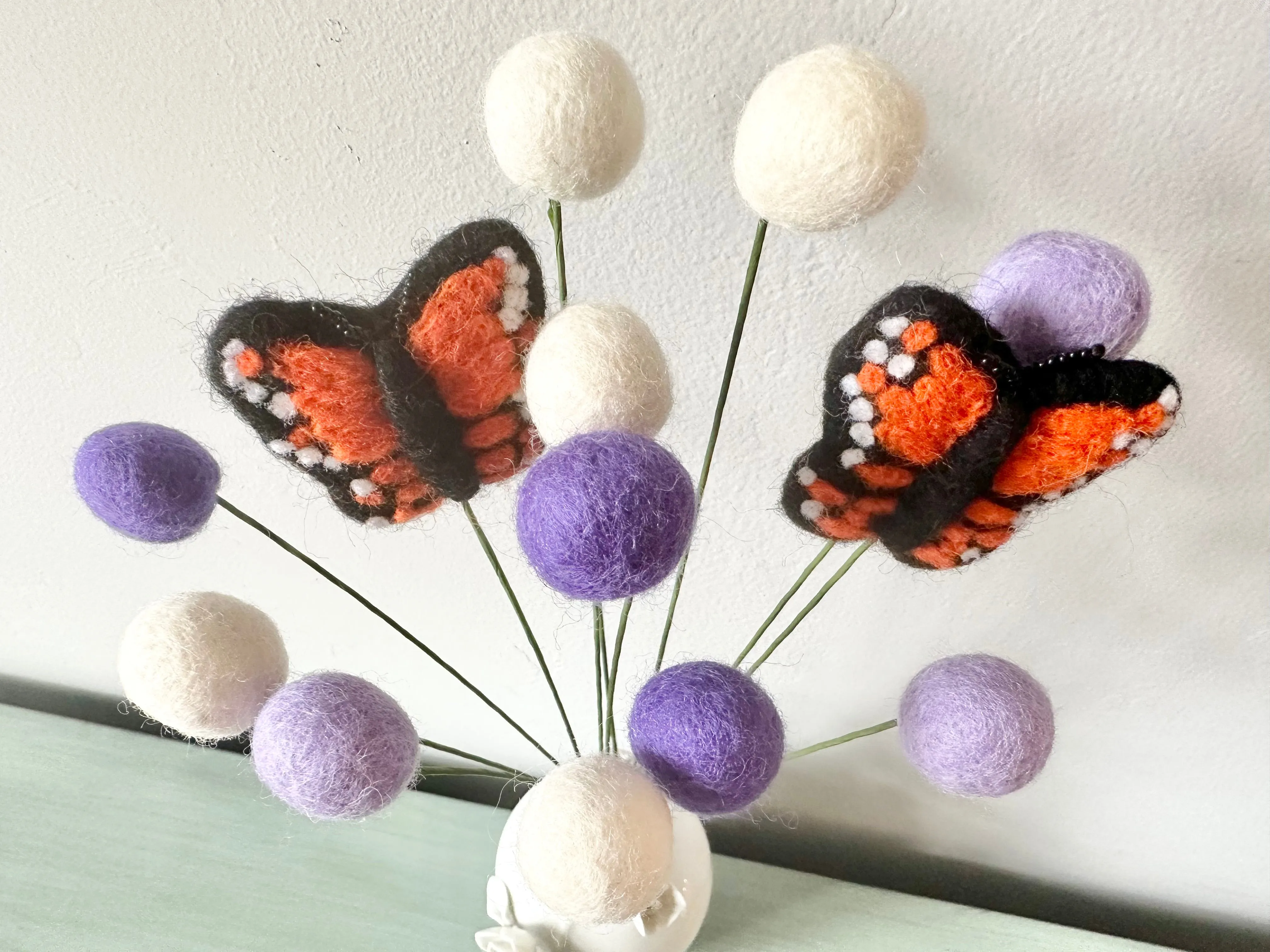 Butterfly Felt Ball Flower Bouquet