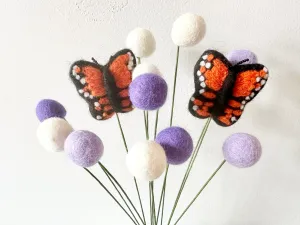 Butterfly Felt Ball Flower Bouquet