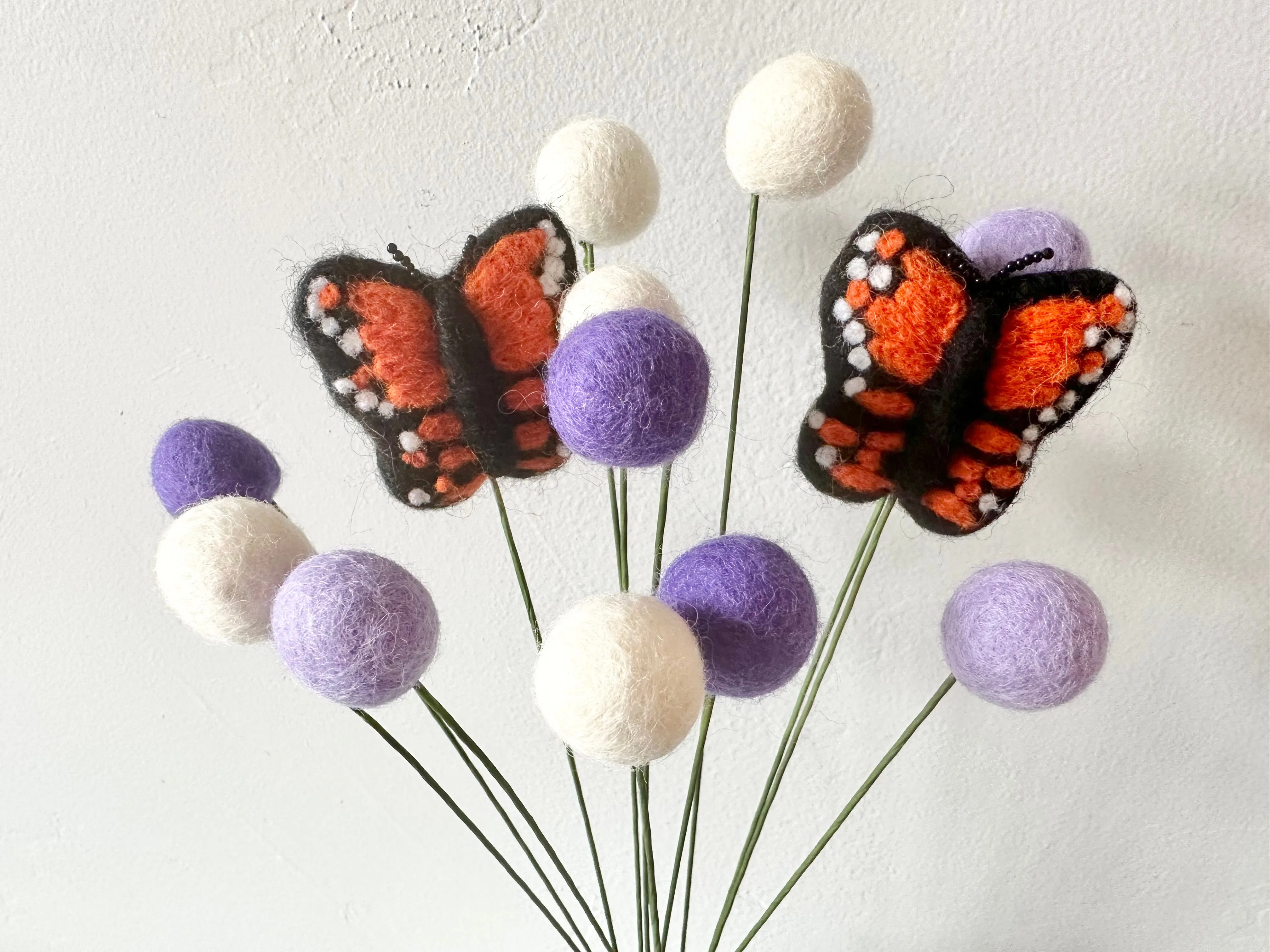 Butterfly Felt Ball Flower Bouquet