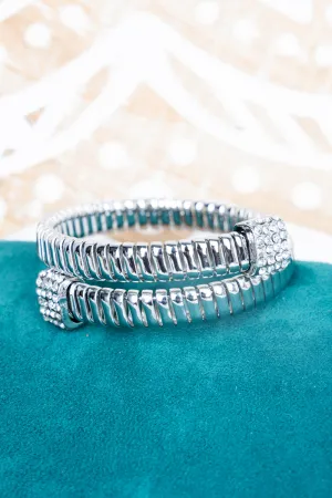 Cambridge Crystal Silvertone Coil Bracelet