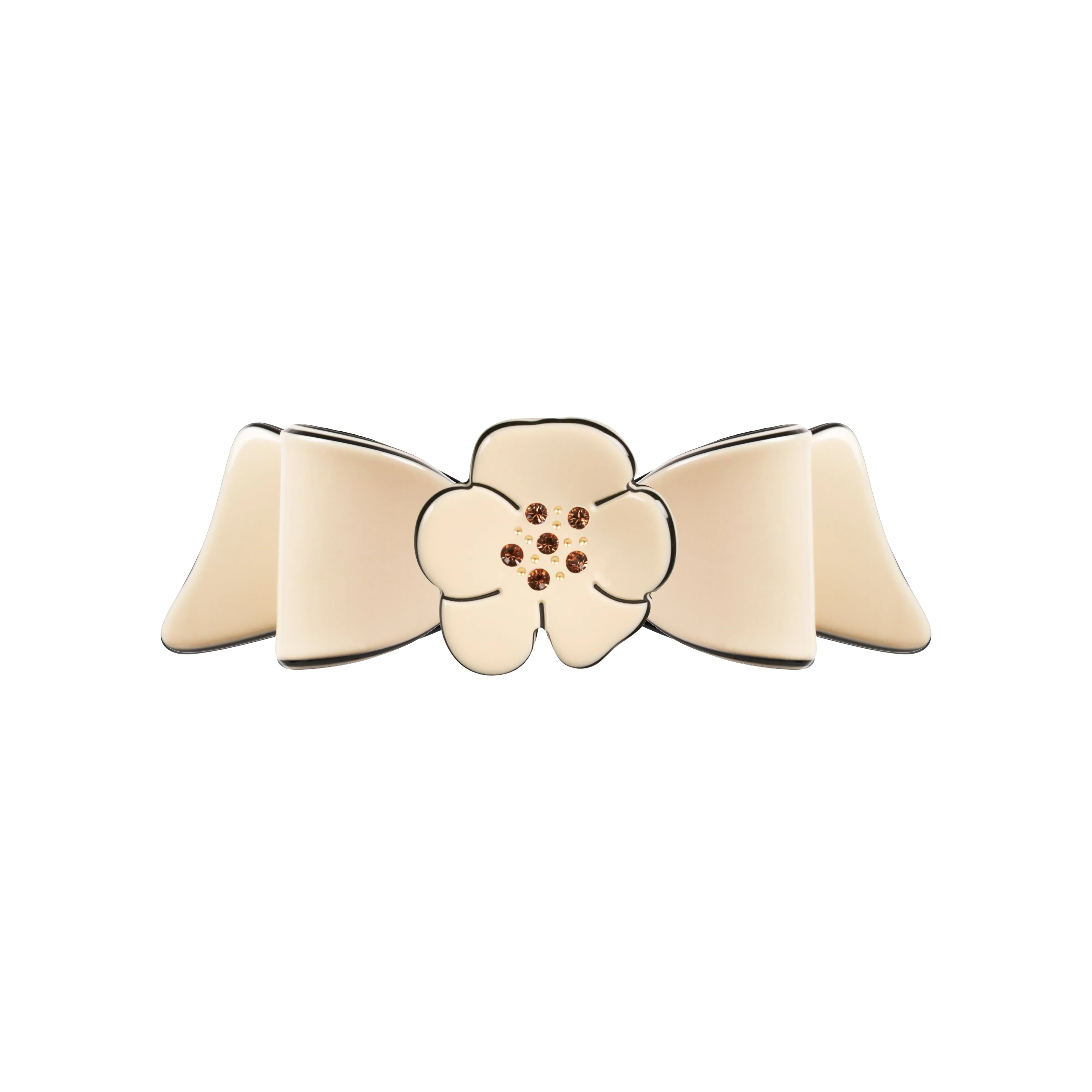 Camellia Crystal Small Ivory Bow Hair Clip