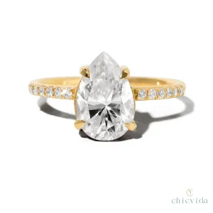 Cameo Pear Lab Diamond Ring
