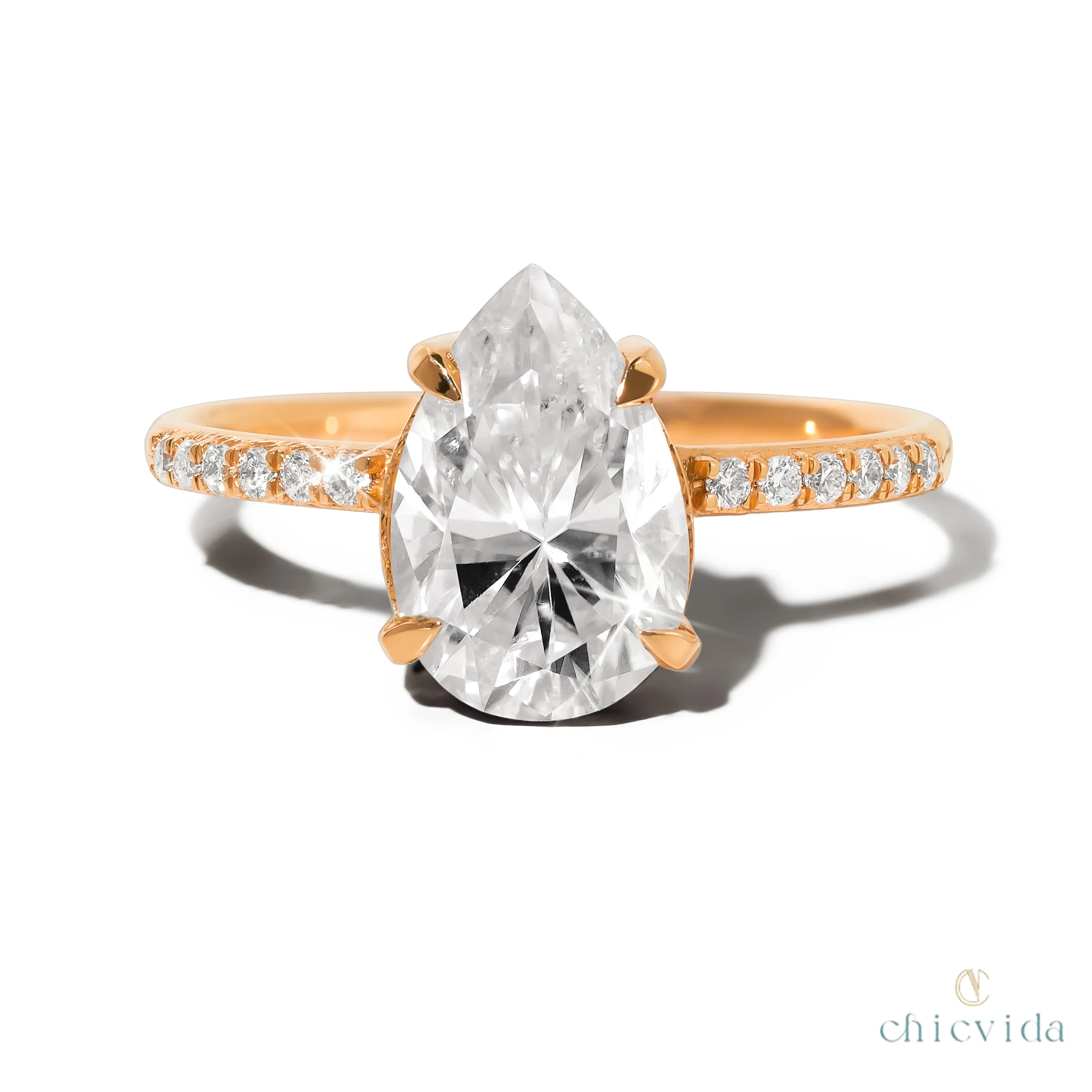 Cameo Pear Lab Diamond Ring