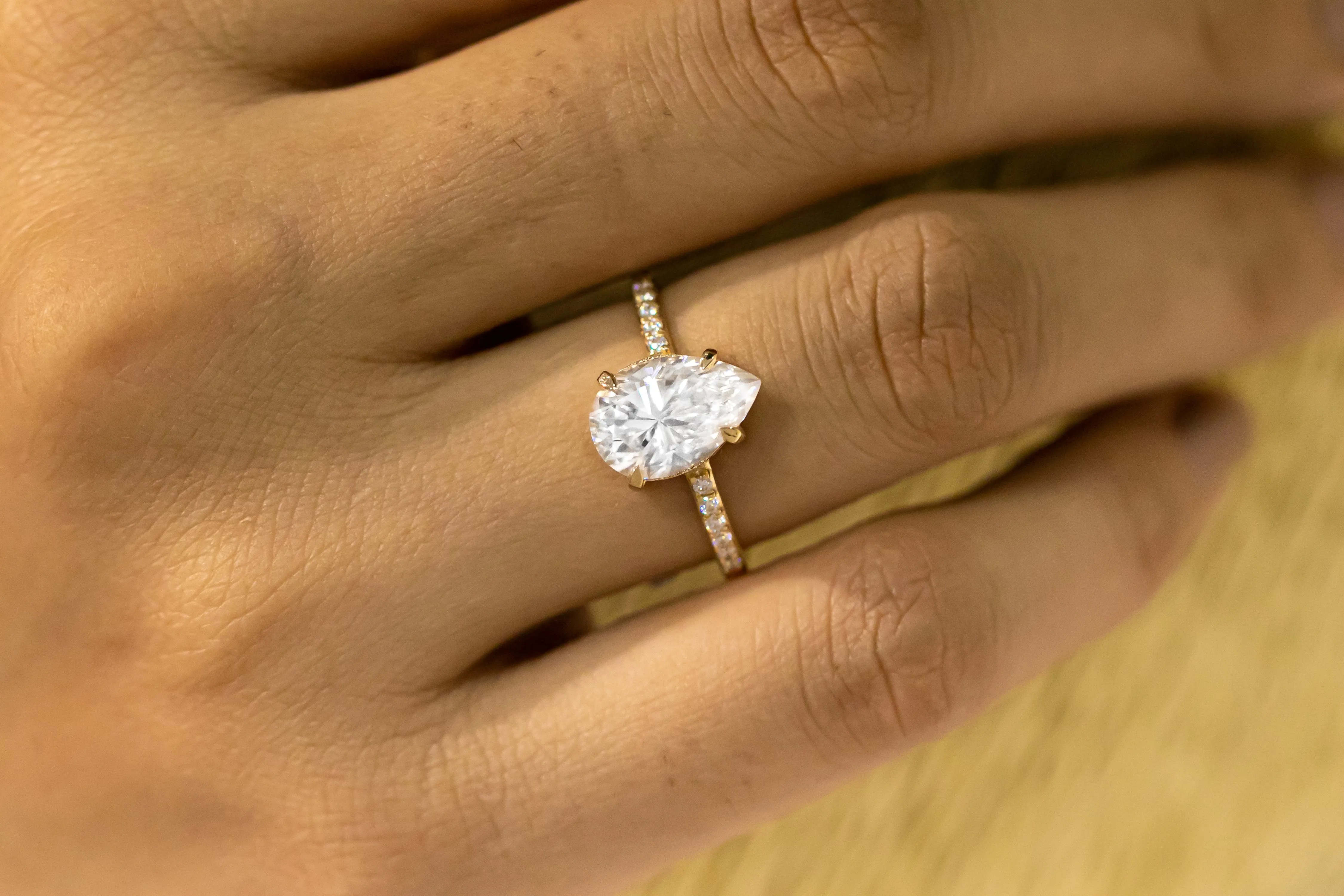Cameo Pear Lab Diamond Ring