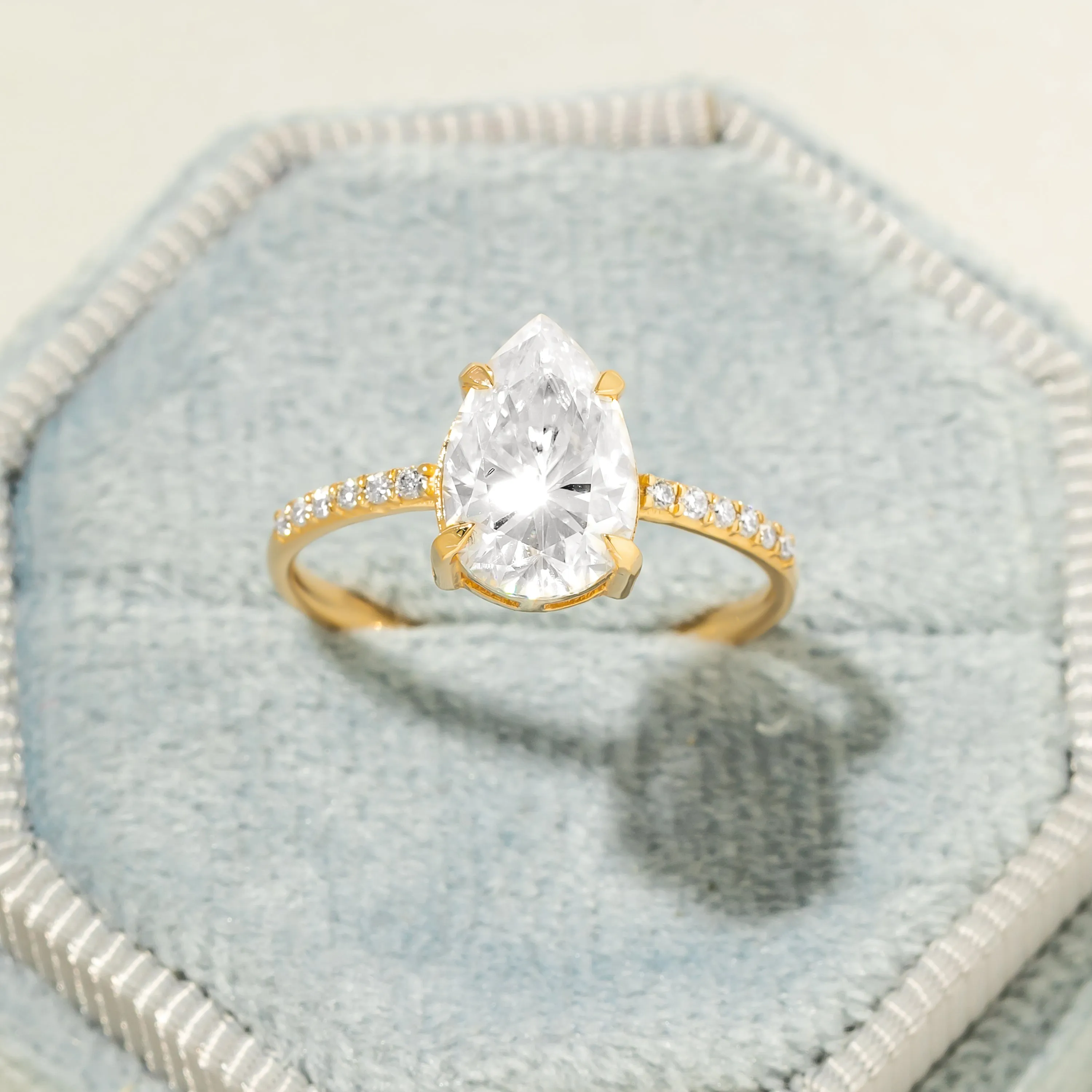 Cameo Pear Lab Diamond Ring