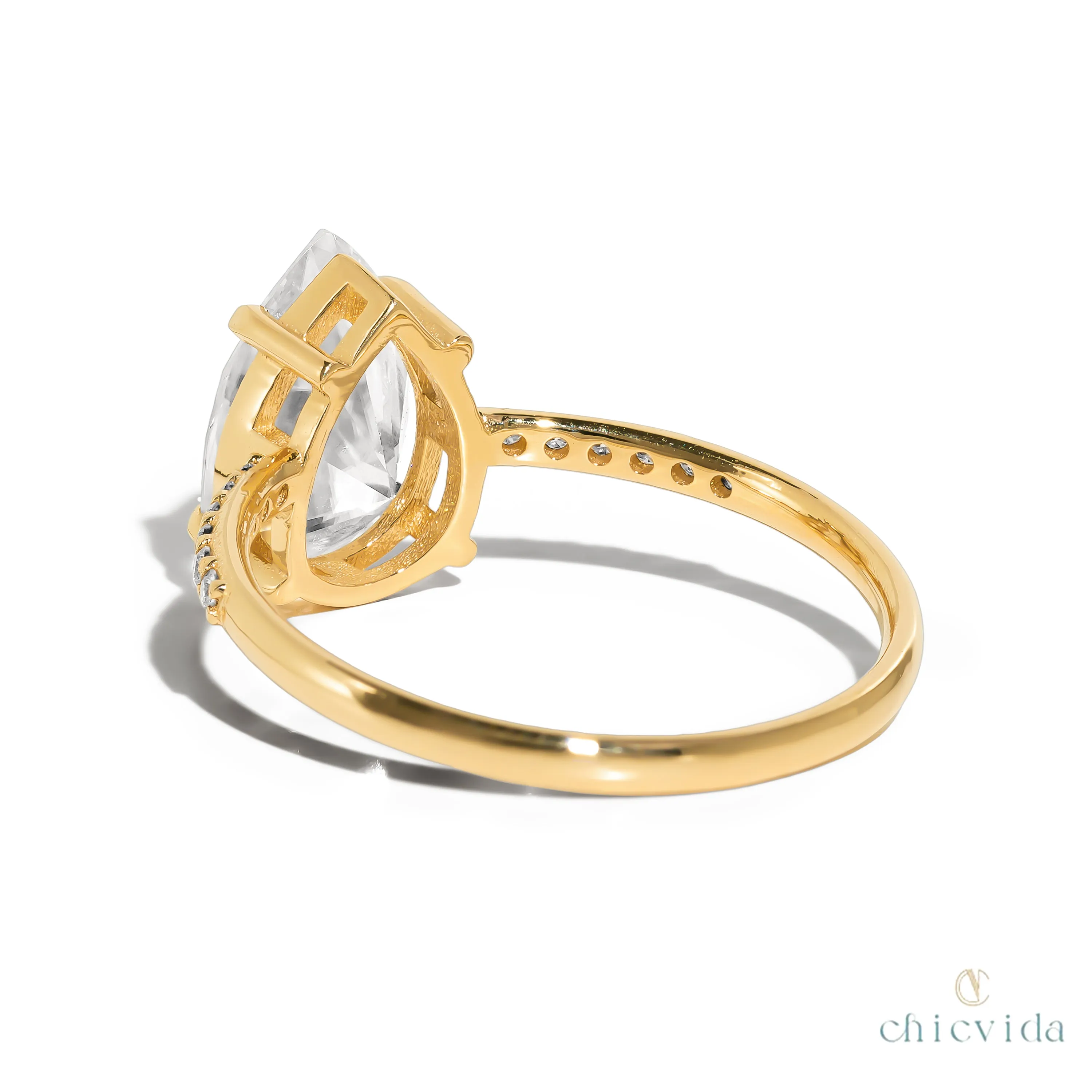 Cameo Pear Lab Diamond Ring