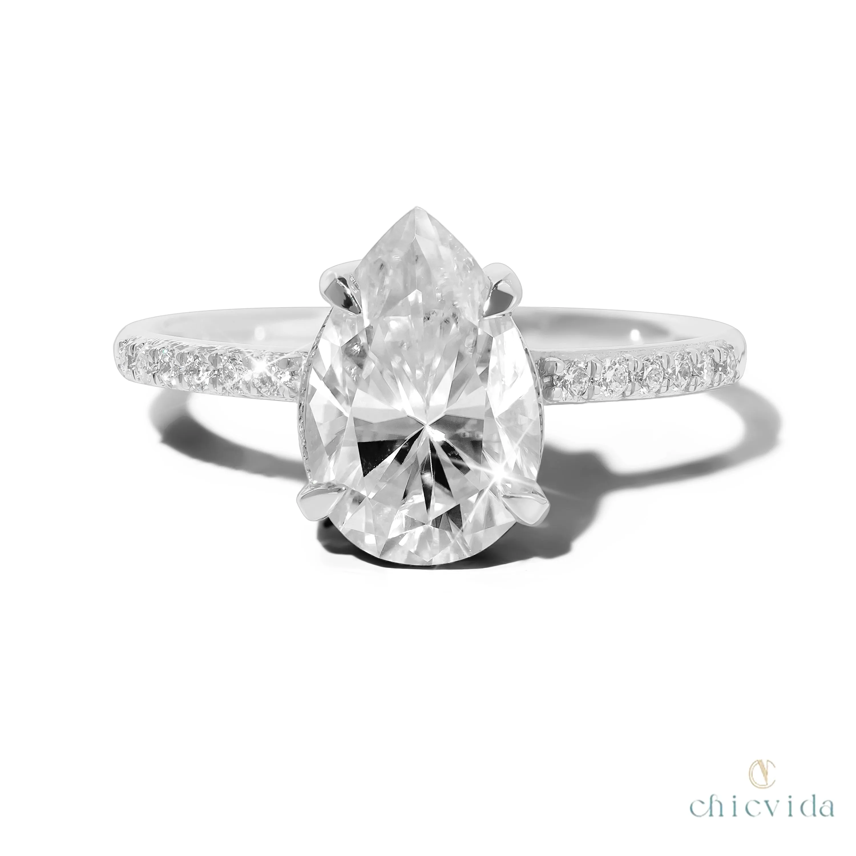 Cameo Pear Lab Diamond Ring