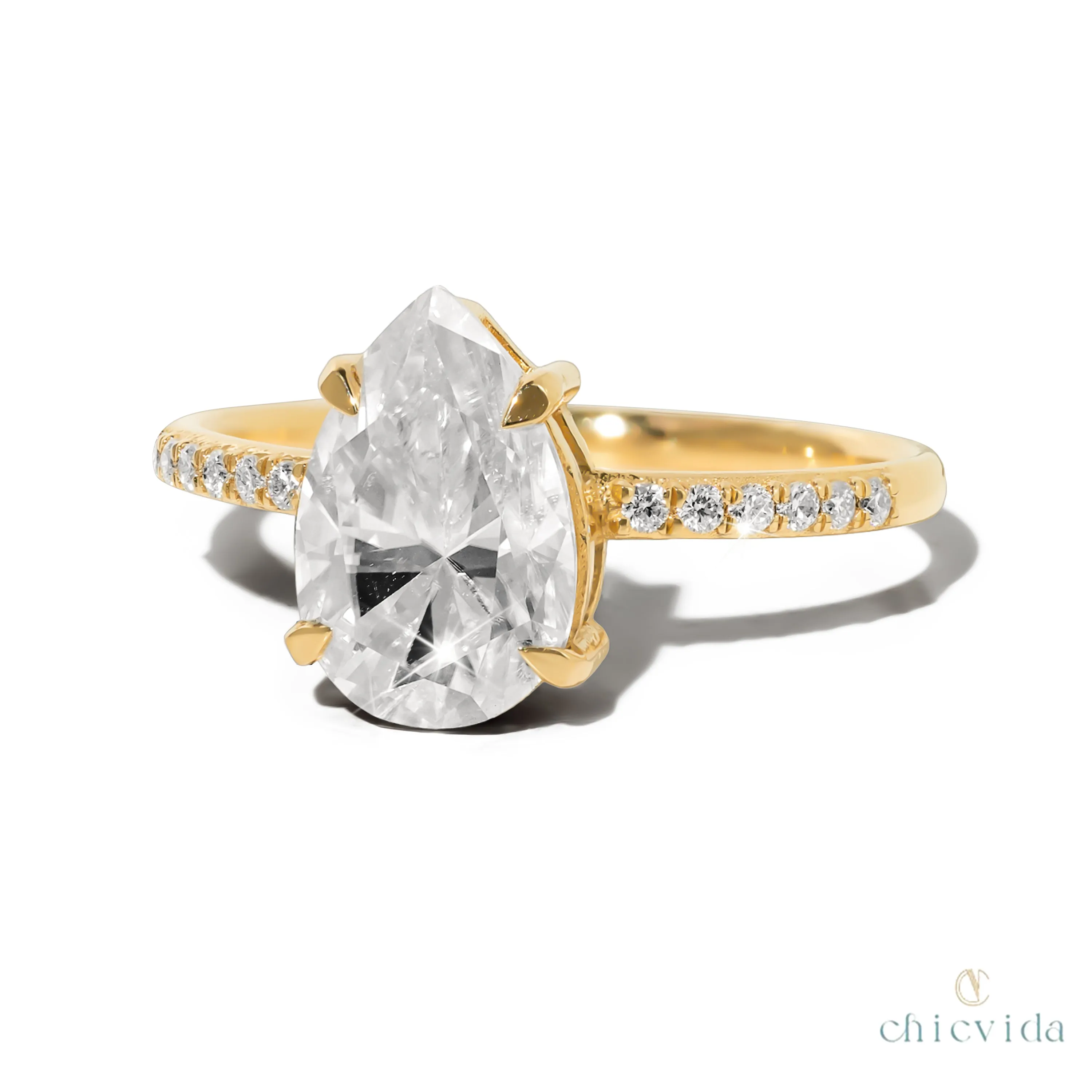 Cameo Pear Lab Diamond Ring