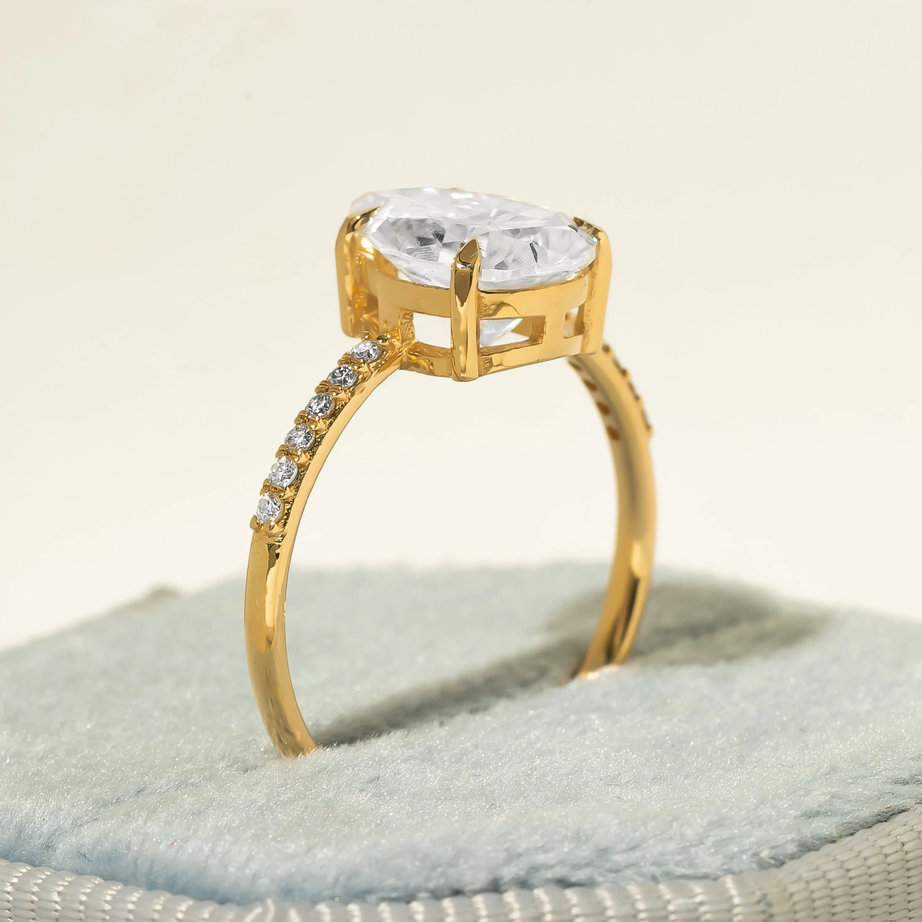 Cameo Pear Lab Diamond Ring