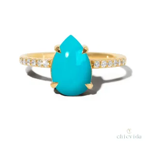 Cameo Pear Turquoise Ring