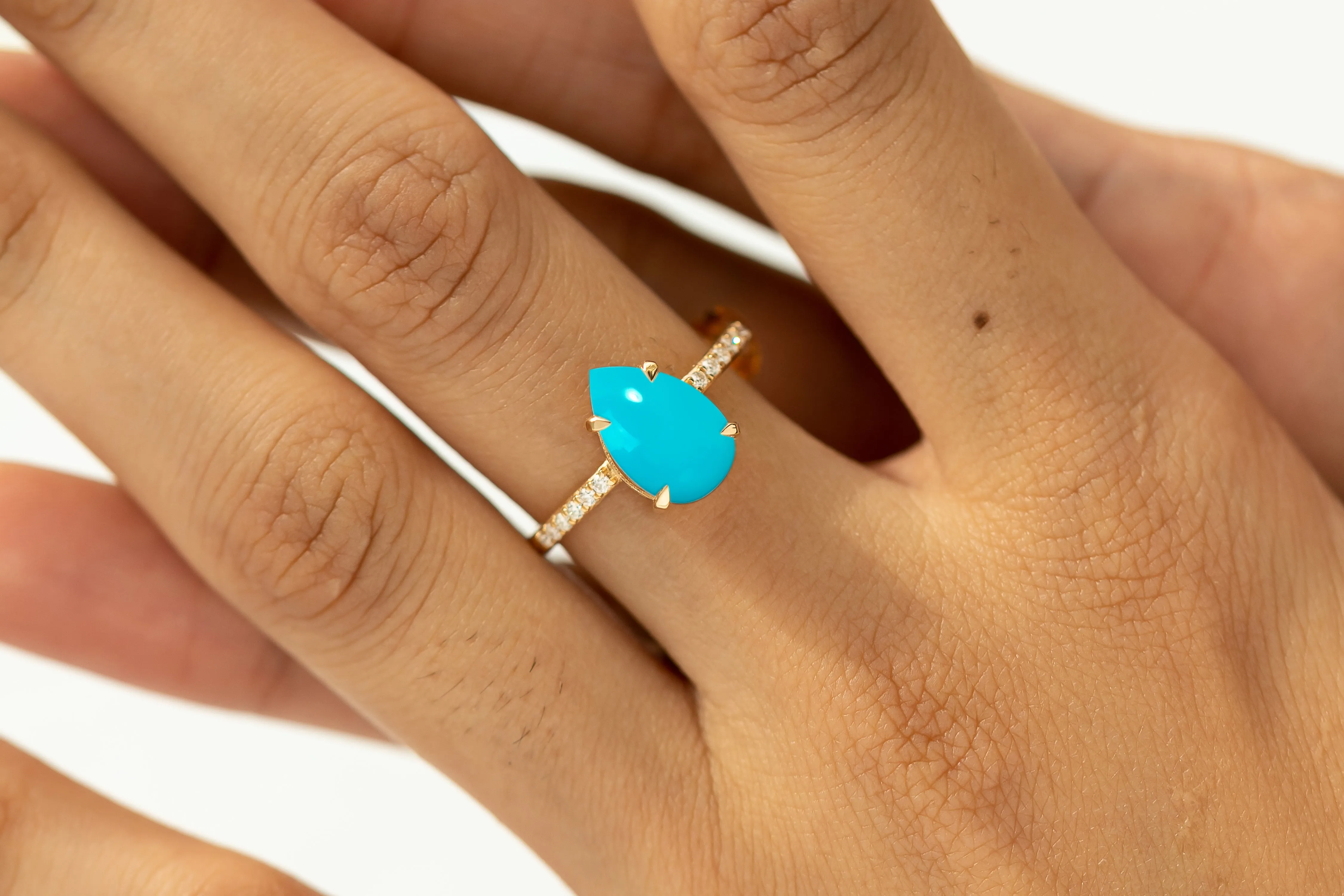 Cameo Pear Turquoise Ring