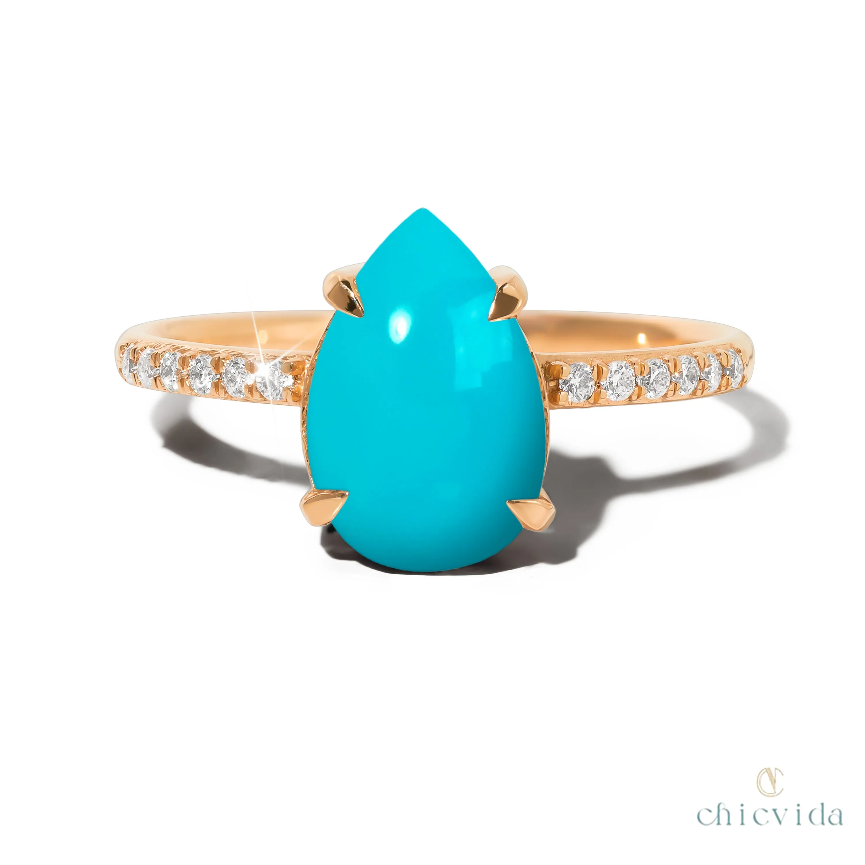 Cameo Pear Turquoise Ring