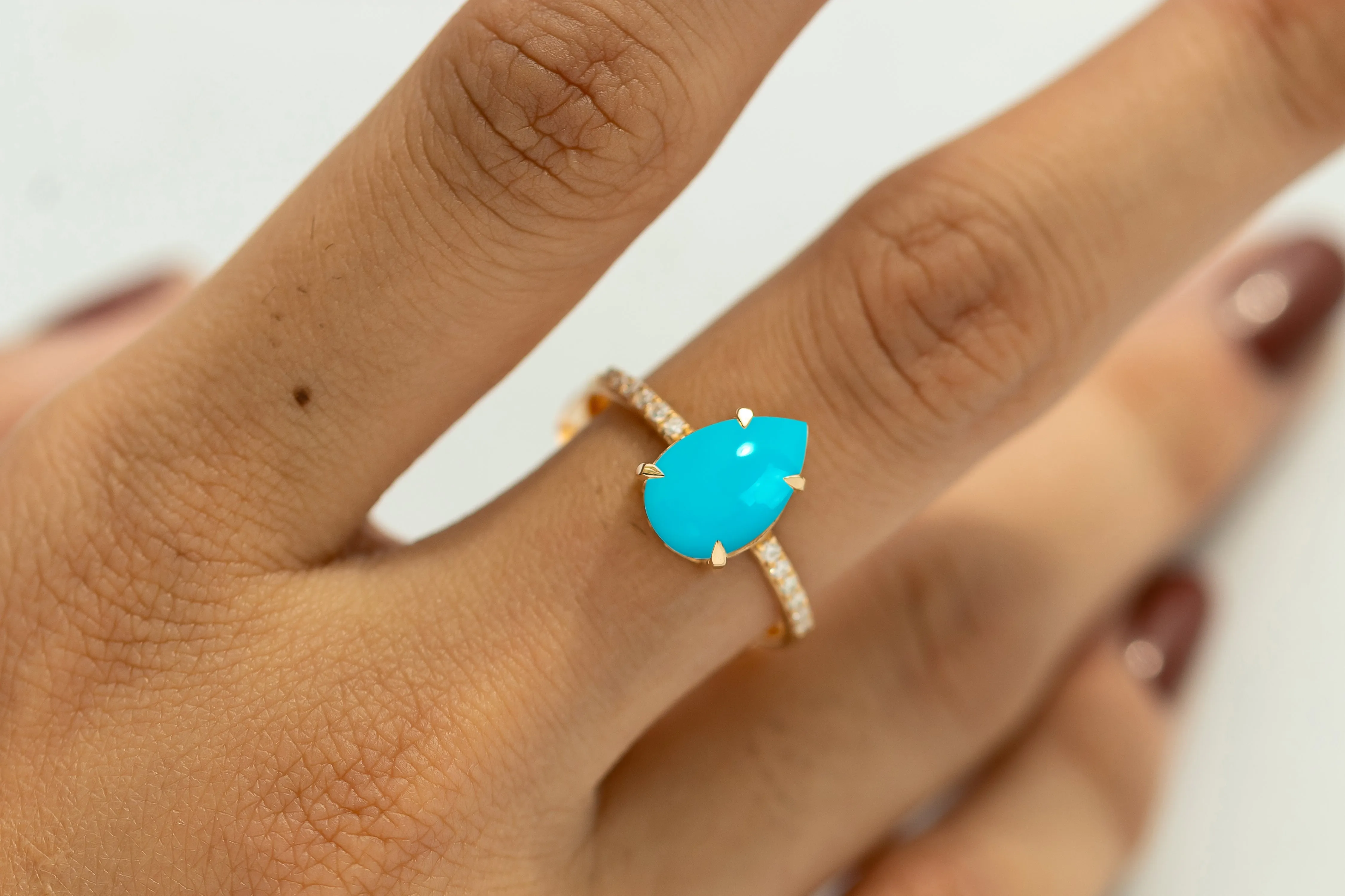 Cameo Pear Turquoise Ring