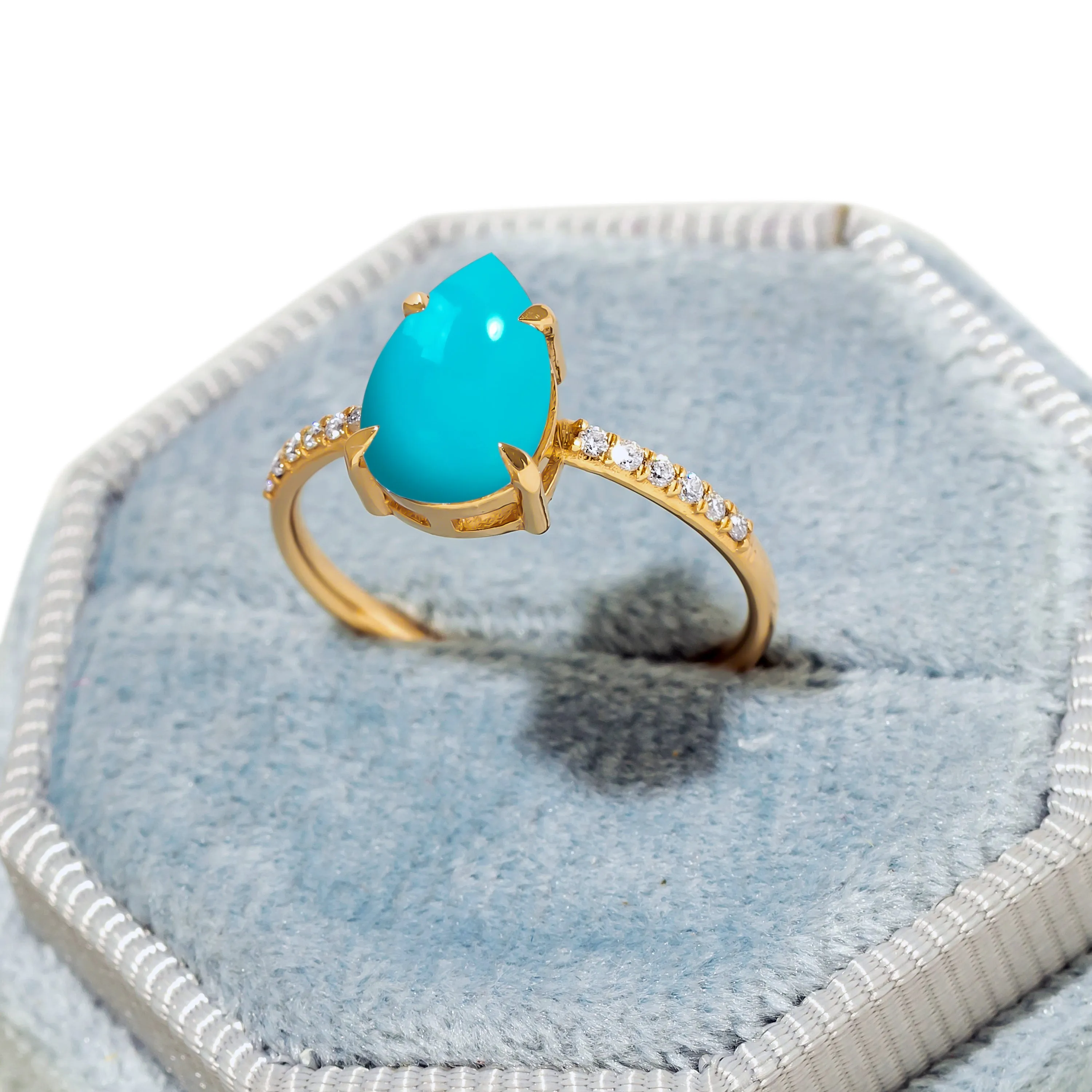 Cameo Pear Turquoise Ring