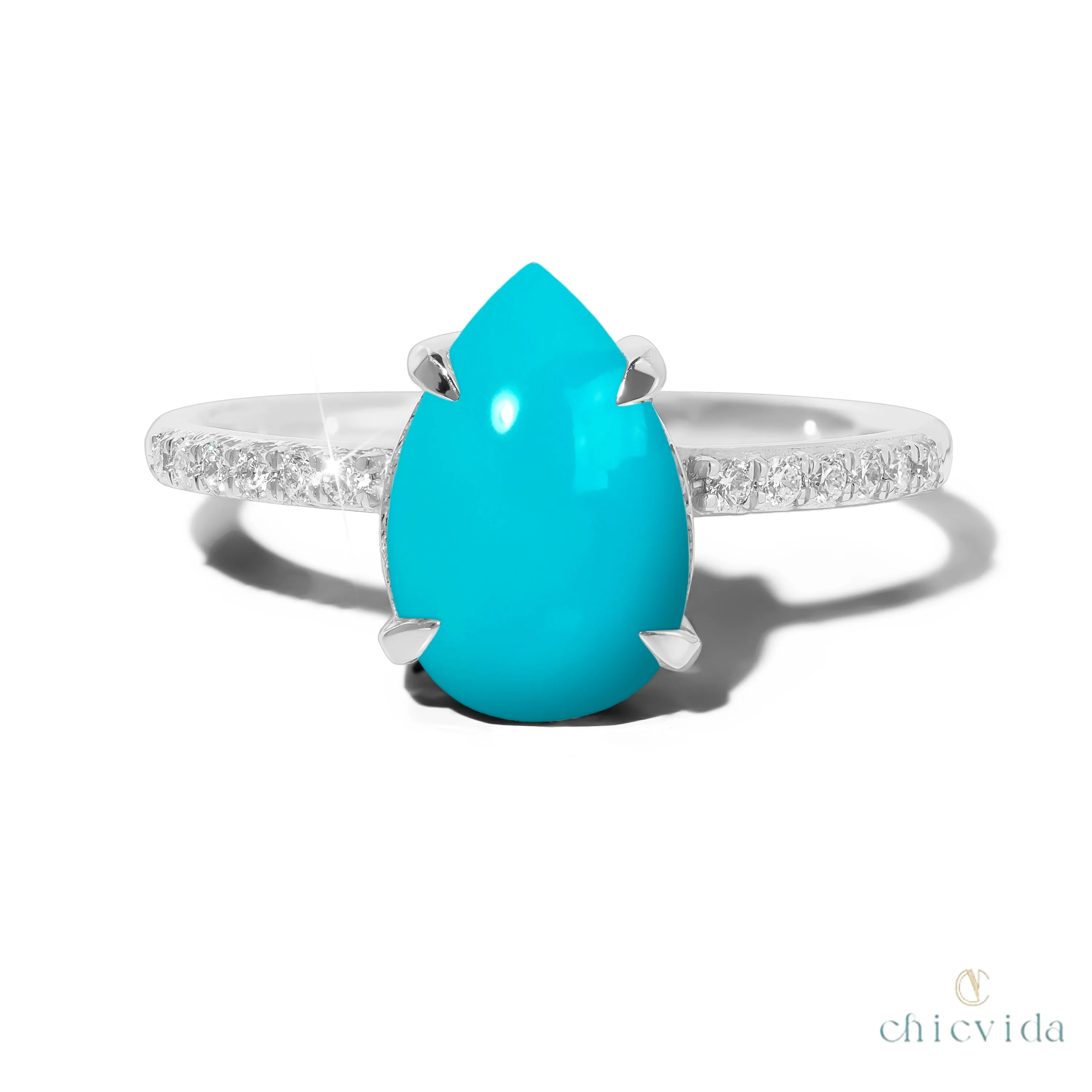 Cameo Pear Turquoise Ring