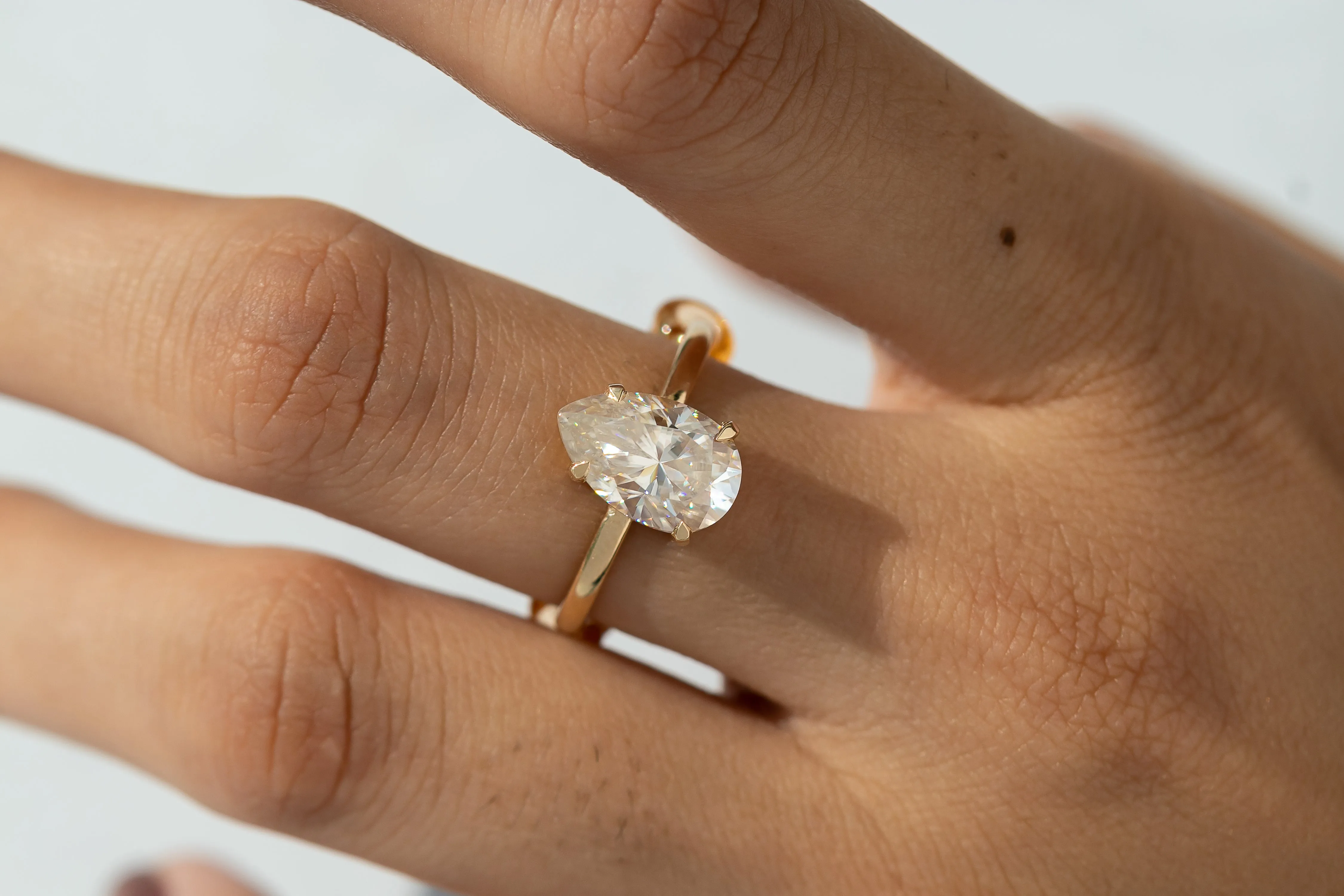 Cameo Teardrop Lab Diamond Solitaire Ring
