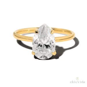 Cameo Teardrop Lab Diamond Solitaire Ring