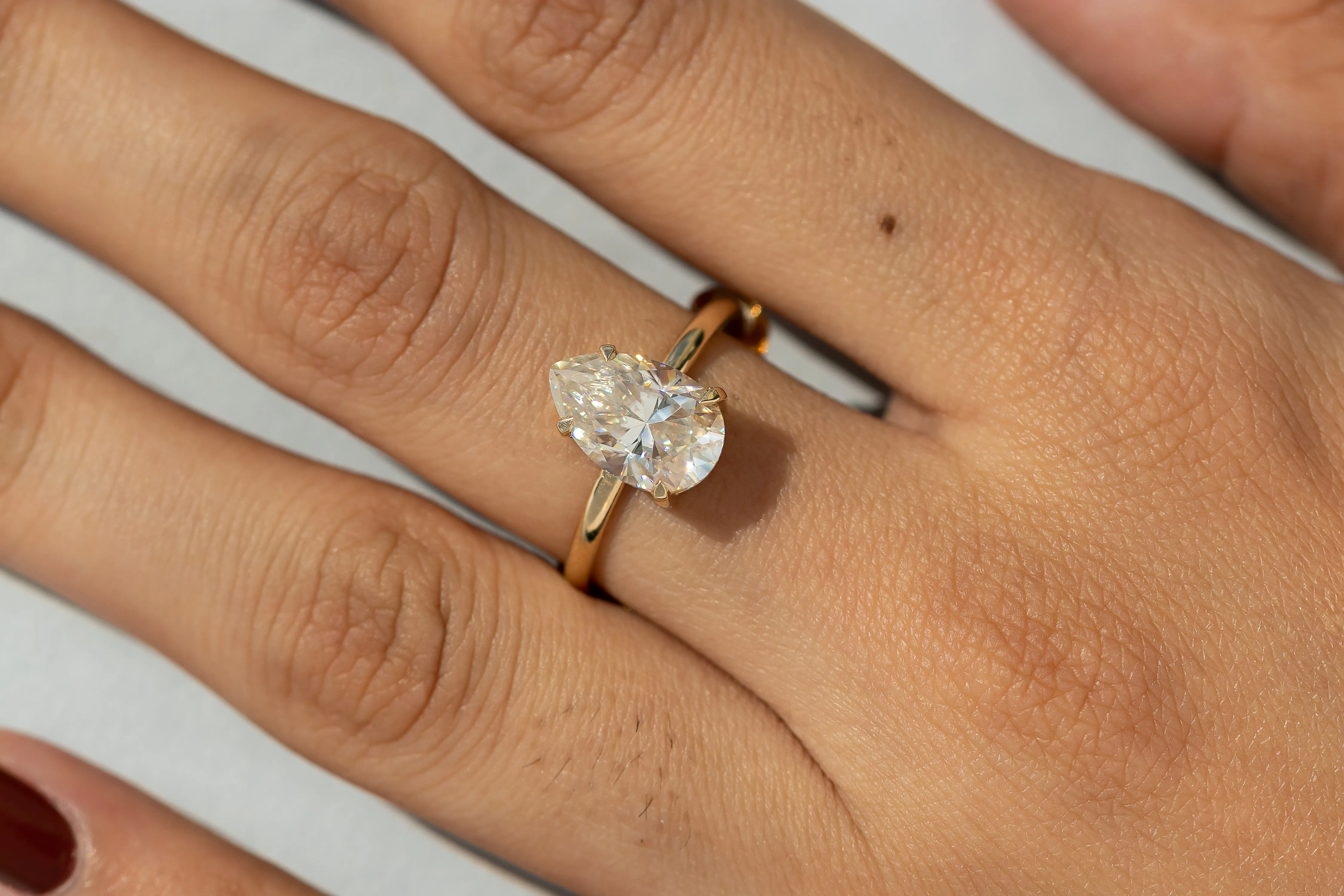 Cameo Teardrop Lab Diamond Solitaire Ring