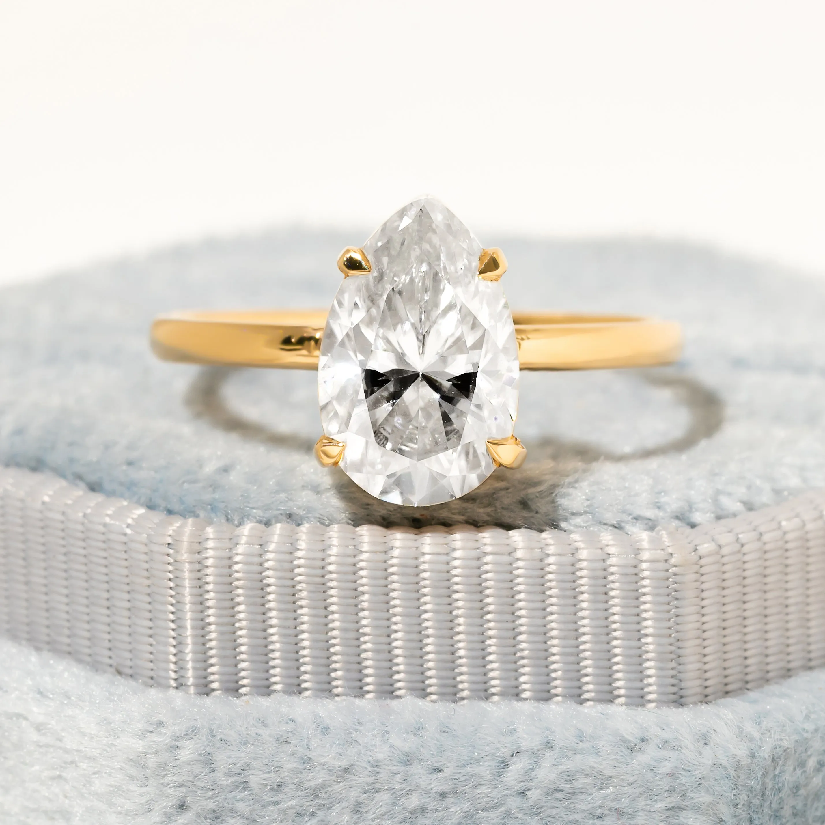 Cameo Teardrop Lab Diamond Solitaire Ring