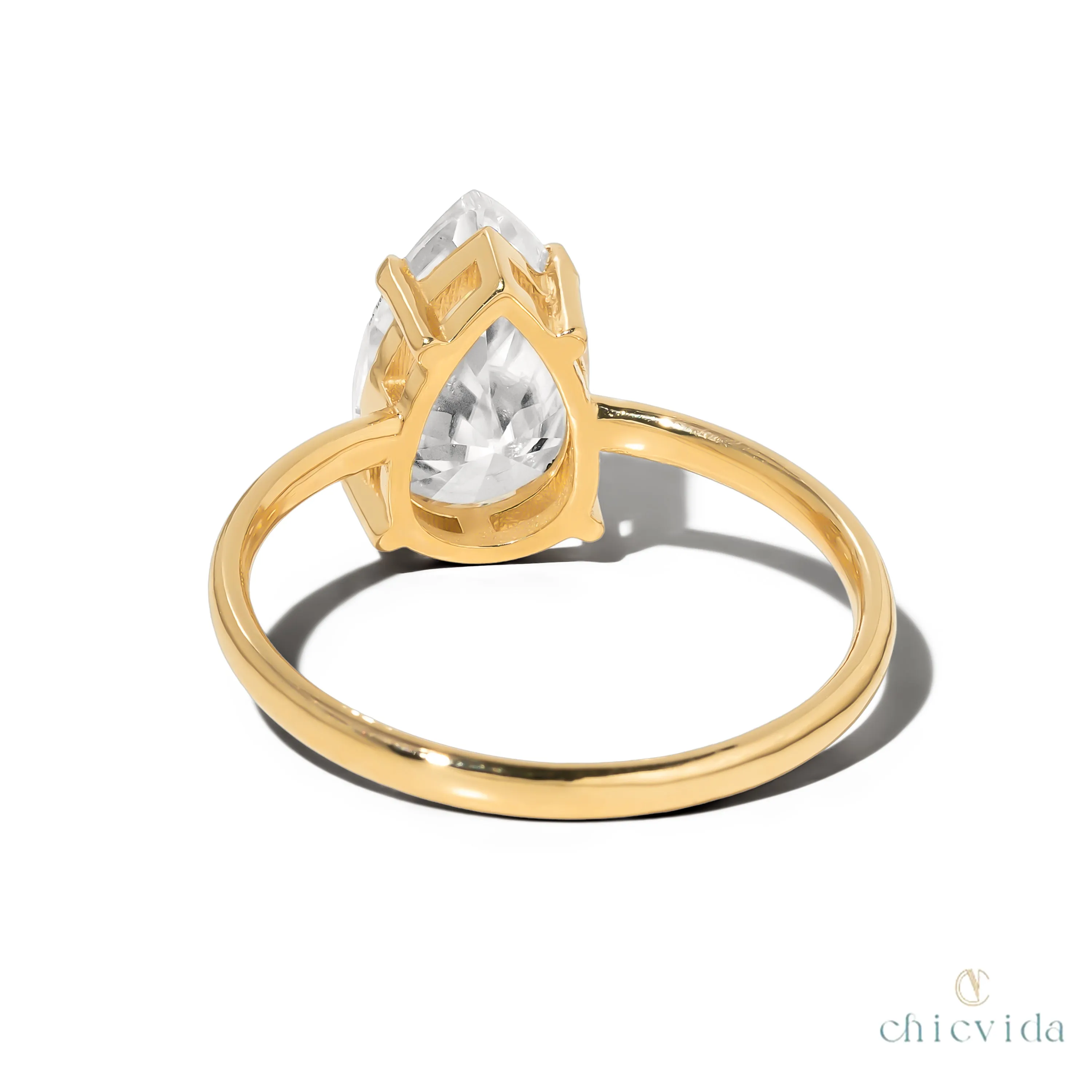 Cameo Teardrop Lab Diamond Solitaire Ring