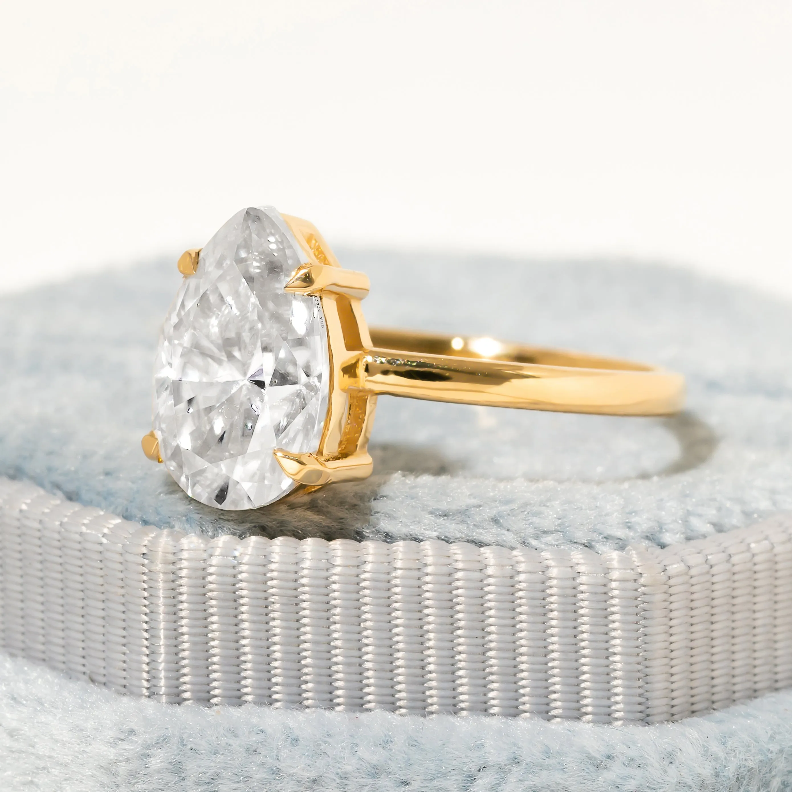 Cameo Teardrop Lab Diamond Solitaire Ring