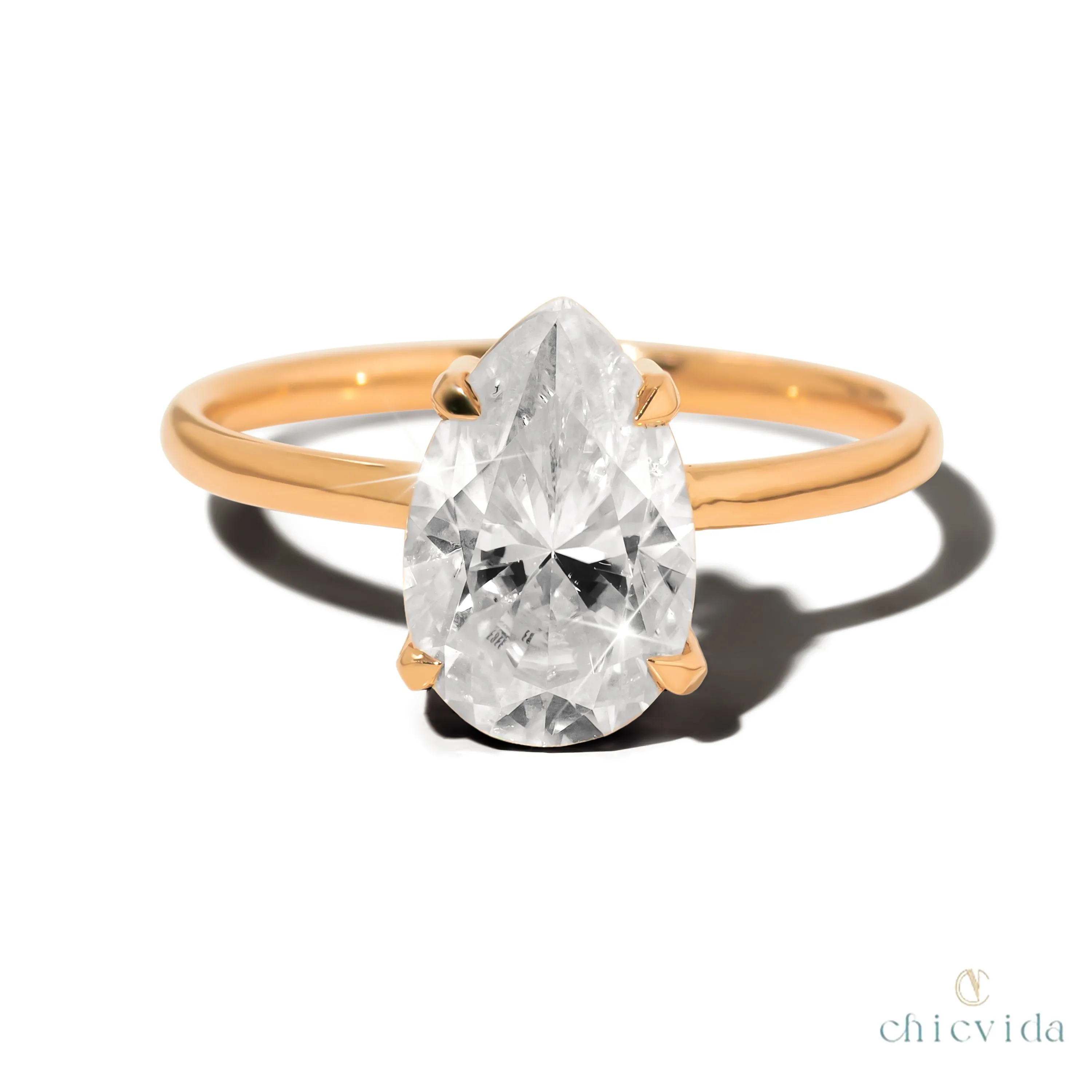 Cameo Teardrop Lab Diamond Solitaire Ring