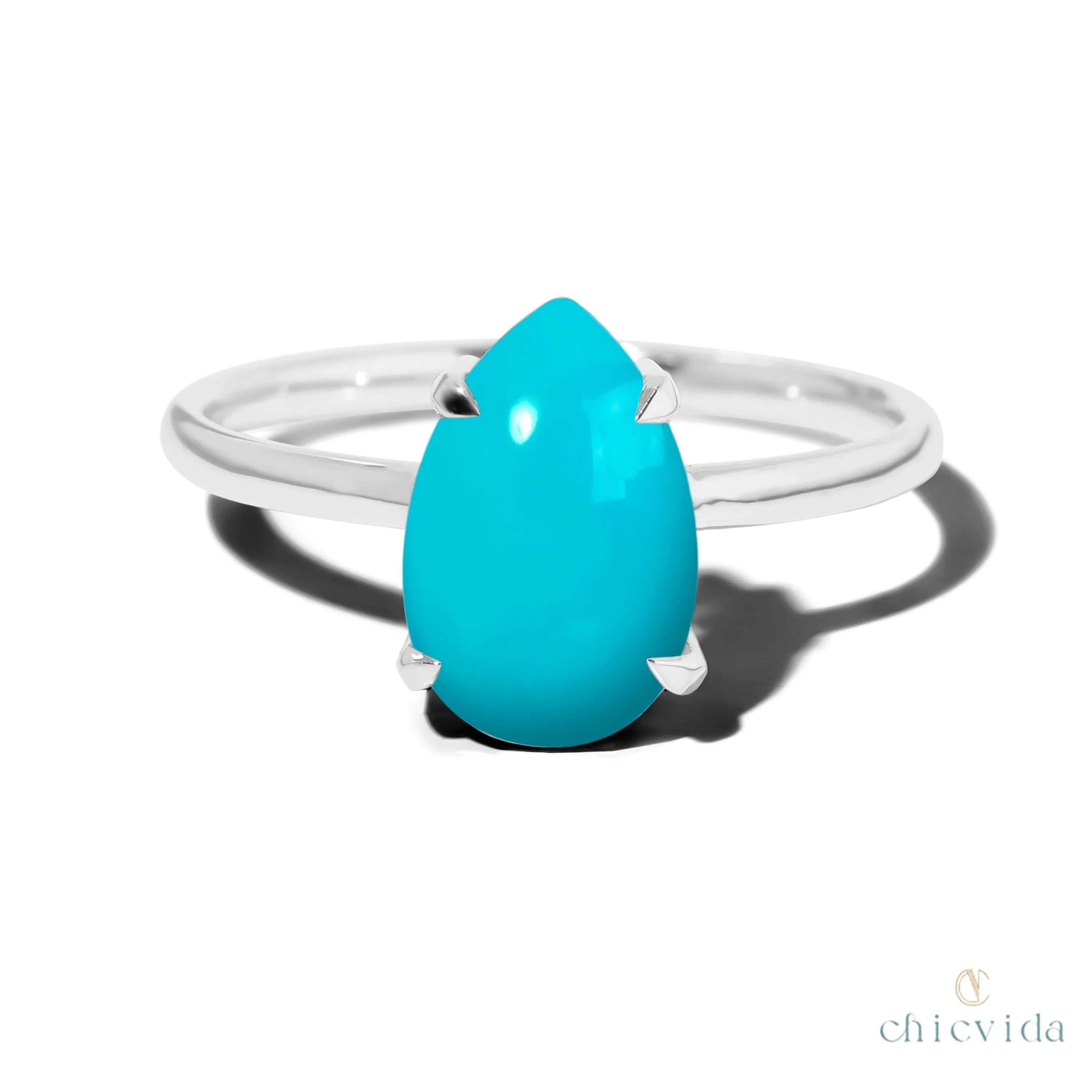 Cameo Teardrop Turquoise Solitaire Ring