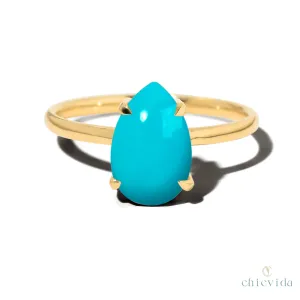 Cameo Teardrop Turquoise Solitaire Ring