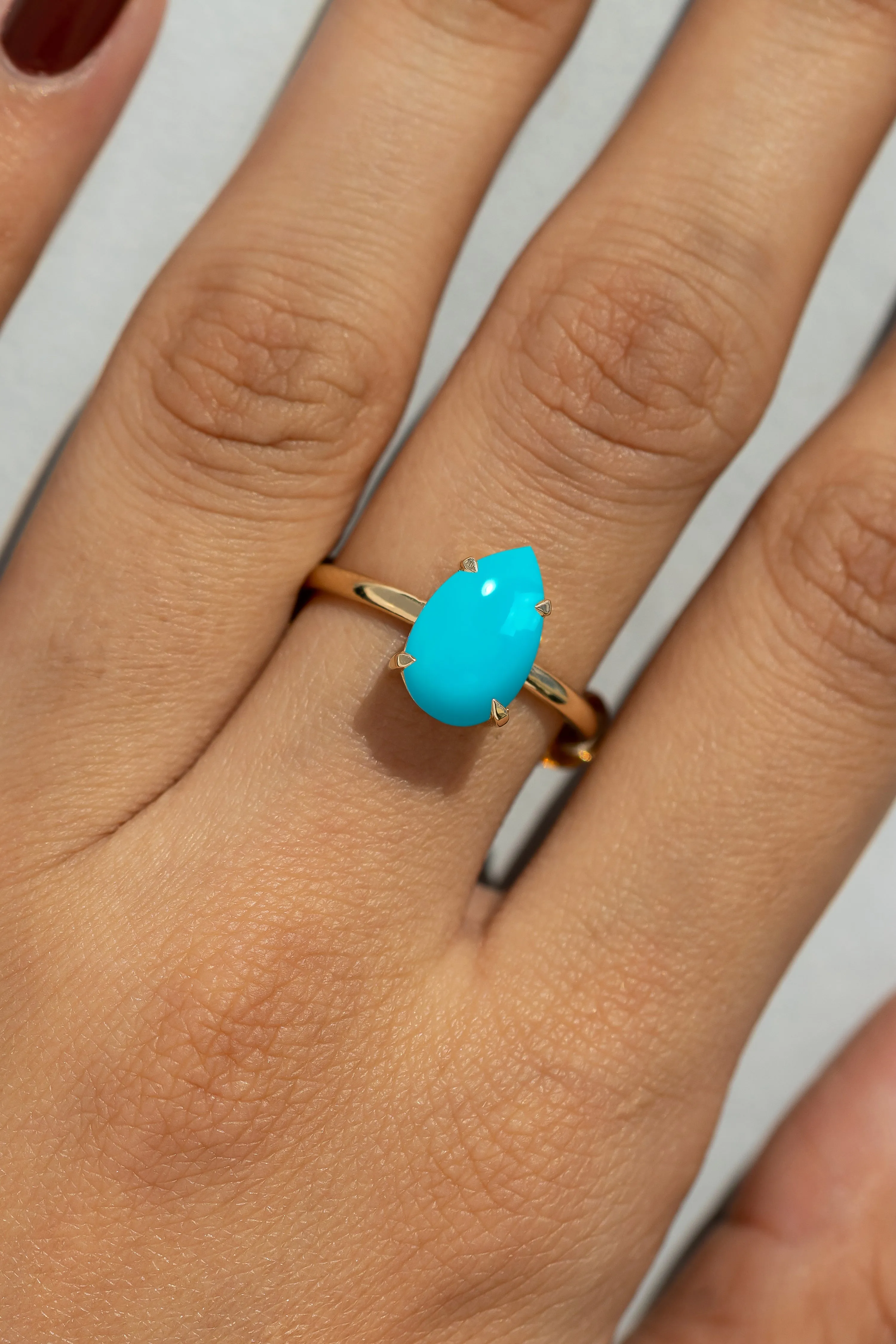 Cameo Teardrop Turquoise Solitaire Ring