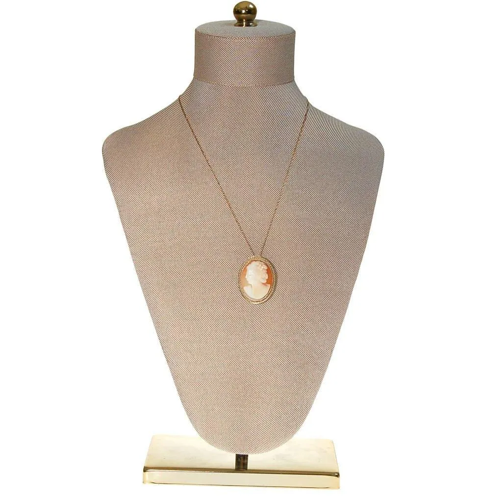 Carved Shell Cameo Pendant Necklace, Oval Shape