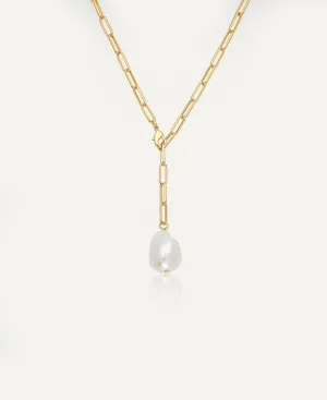Celeste Baroque Pearl Paperclip Chain Necklace