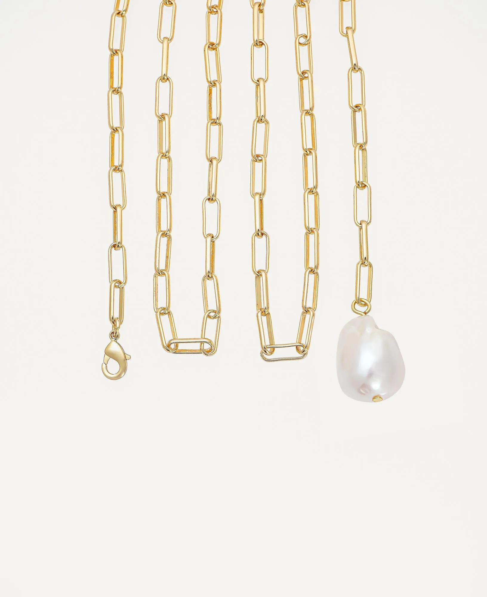 Celeste Baroque Pearl Paperclip Chain Necklace