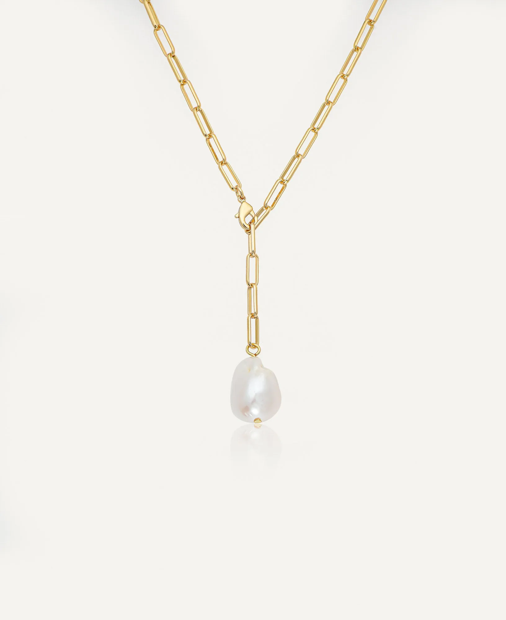 Celeste Baroque Pearl Paperclip Chain Necklace