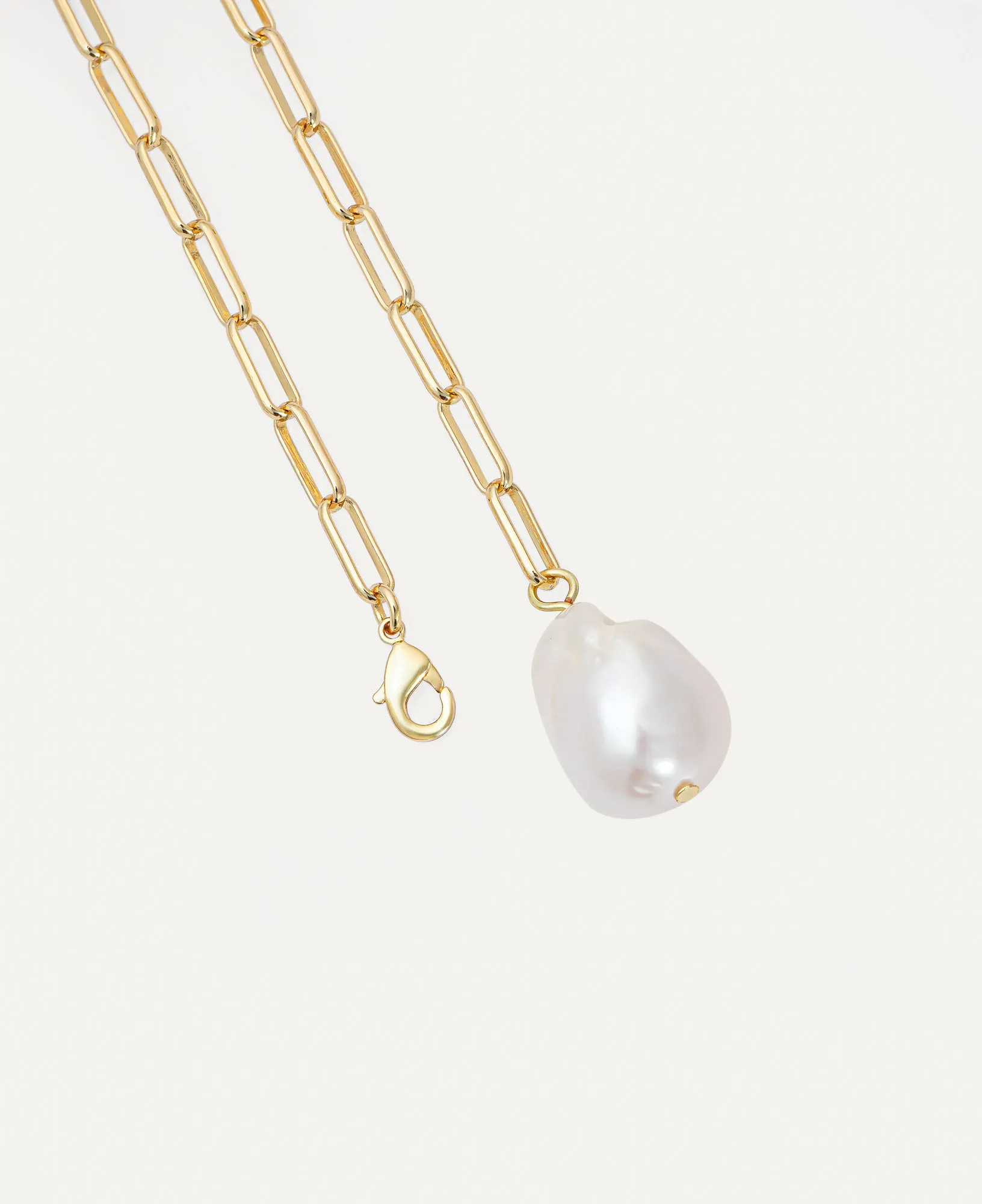 Celeste Baroque Pearl Paperclip Chain Necklace