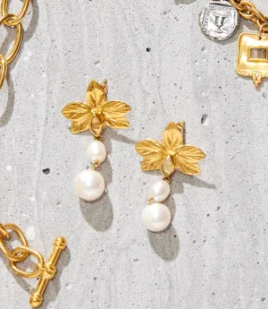 Chan Luu Floral Charm And Pearl Earrings