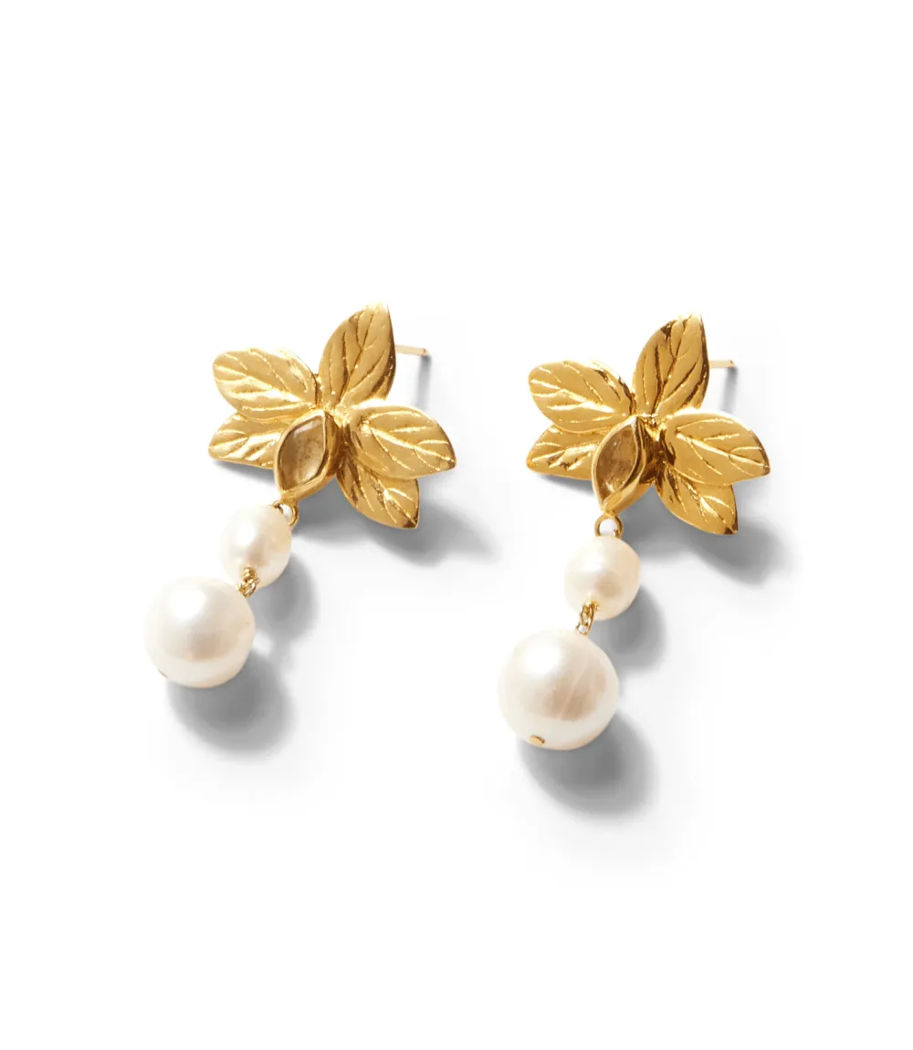 Chan Luu Floral Charm And Pearl Earrings