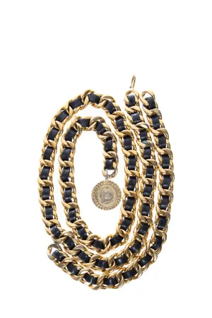 Chanel Vintage 1990's  Gold Chain Woven Lambskin Belt