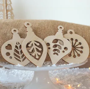 Christmas Tree Decoration, Set of 4, Folk Baubles
