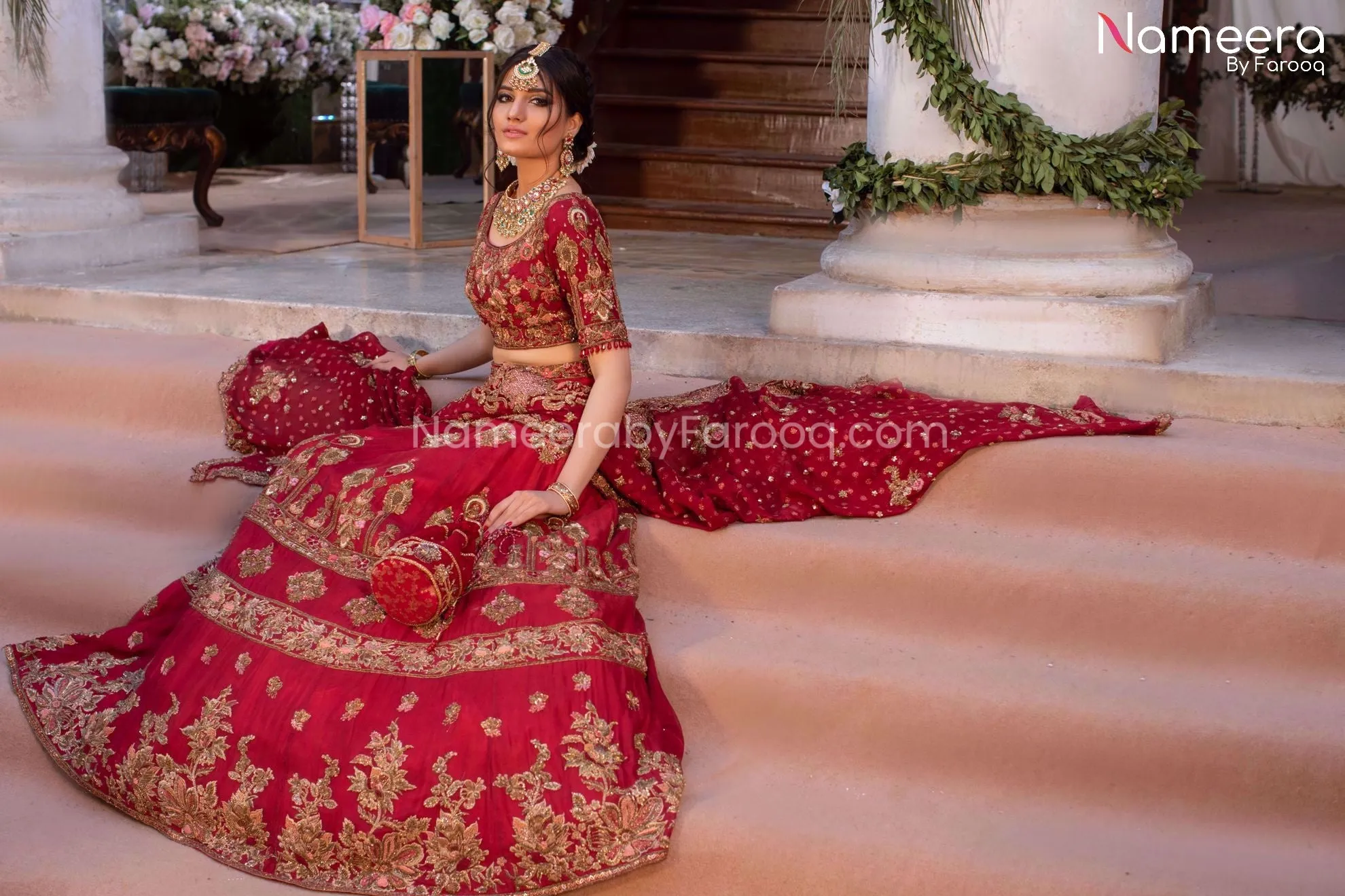 Classic Lehenga Choli Bridal Red Dress Pakistani #BS121