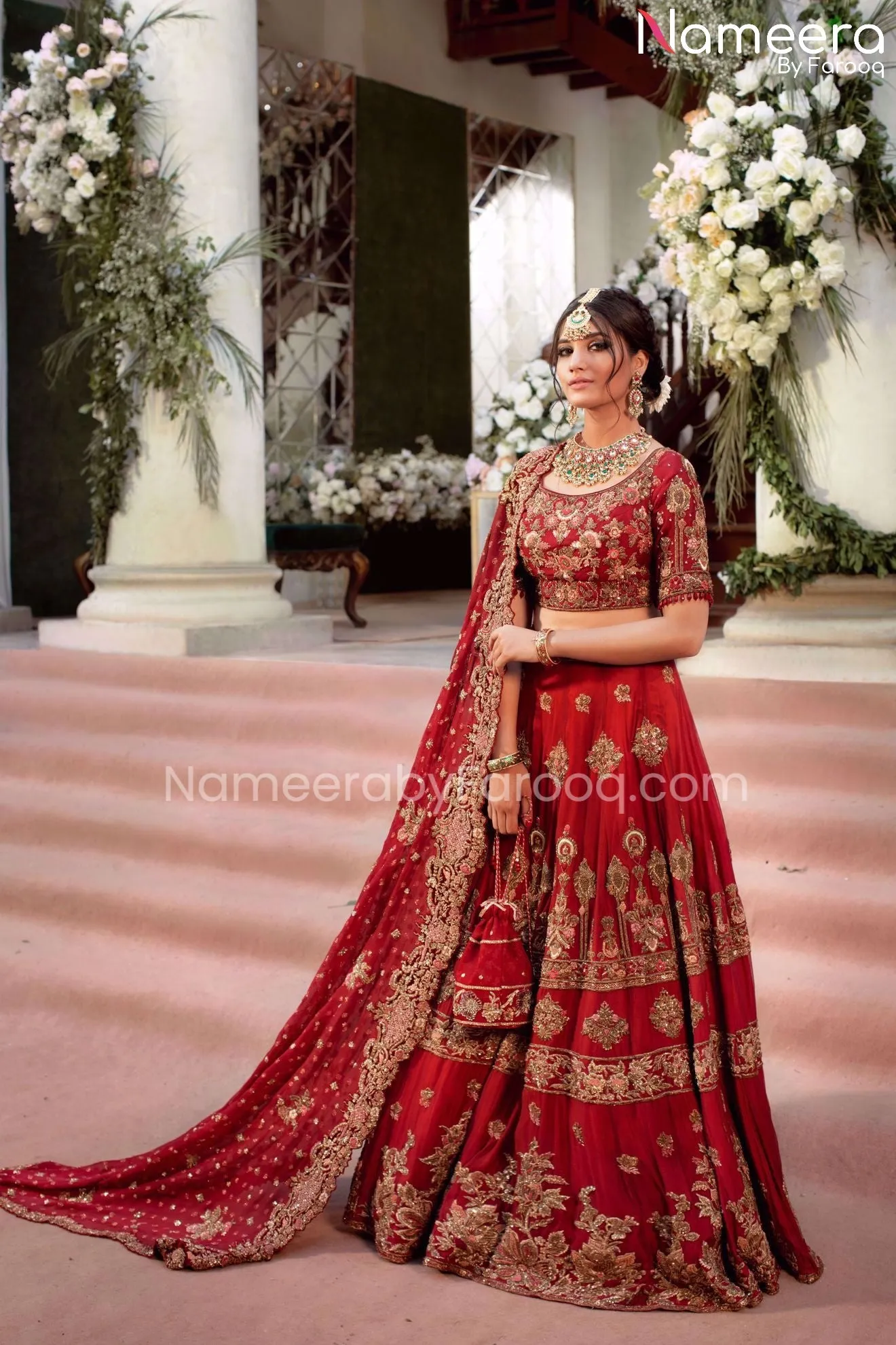 Classic Lehenga Choli Bridal Red Dress Pakistani #BS121