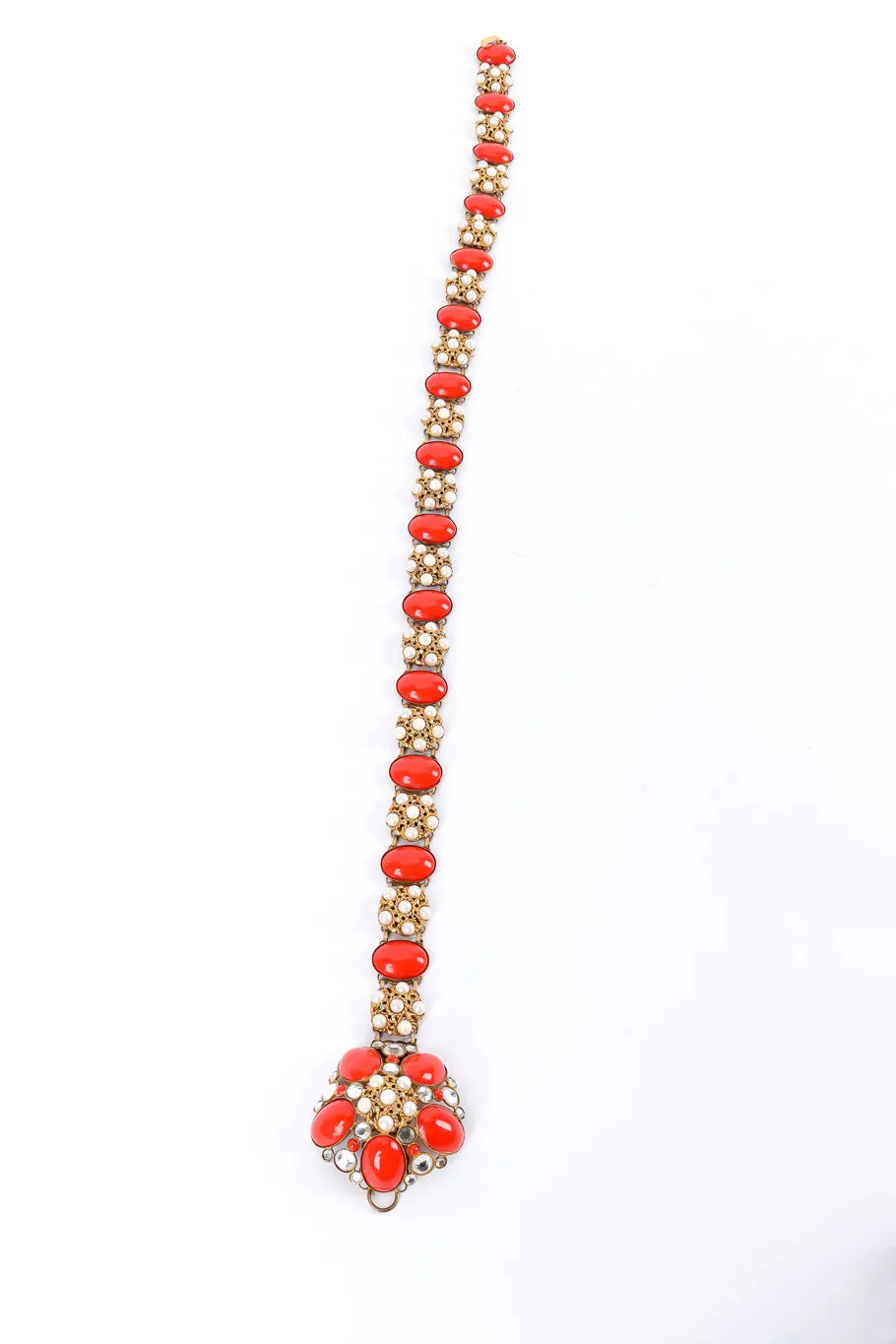 Coral Pearl Filigree Chain Belt