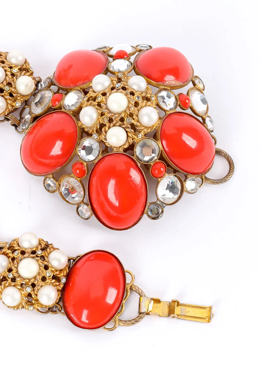 Coral Pearl Filigree Chain Belt