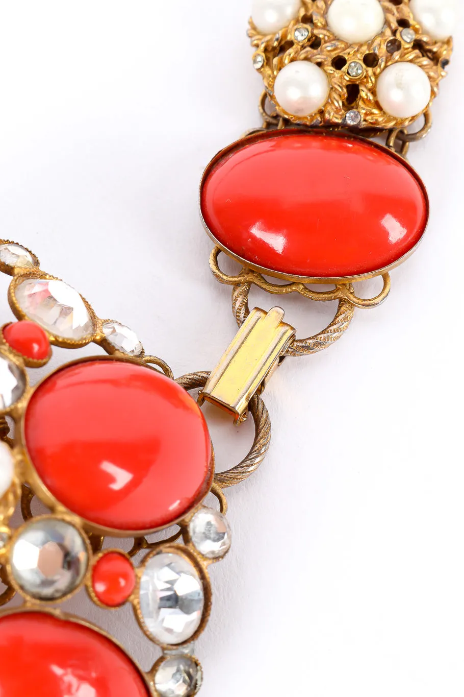 Coral Pearl Filigree Chain Belt
