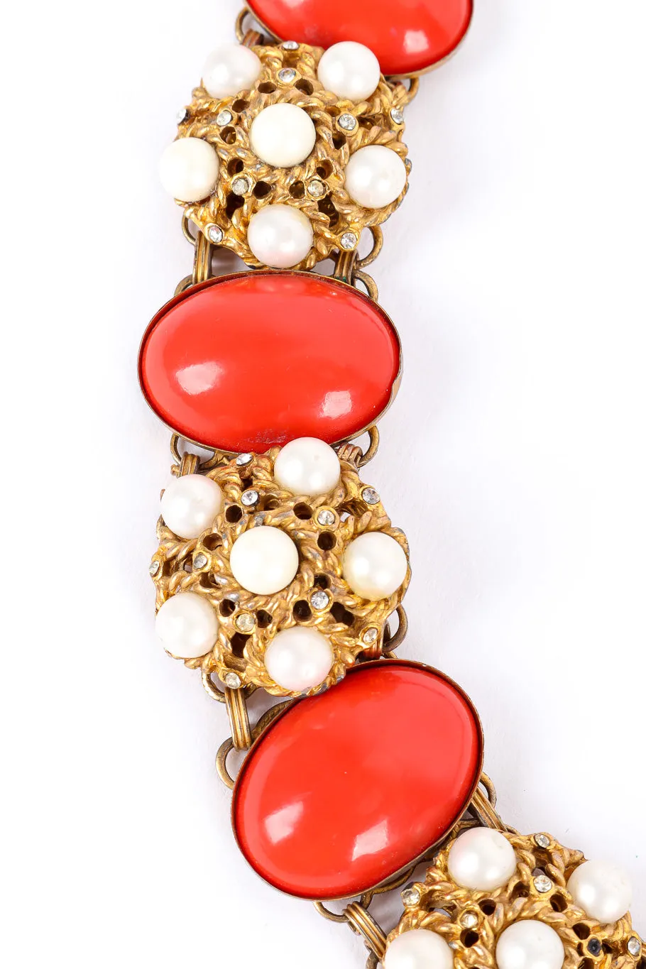 Coral Pearl Filigree Chain Belt