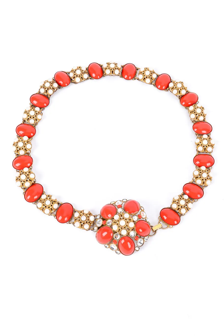 Coral Pearl Filigree Chain Belt