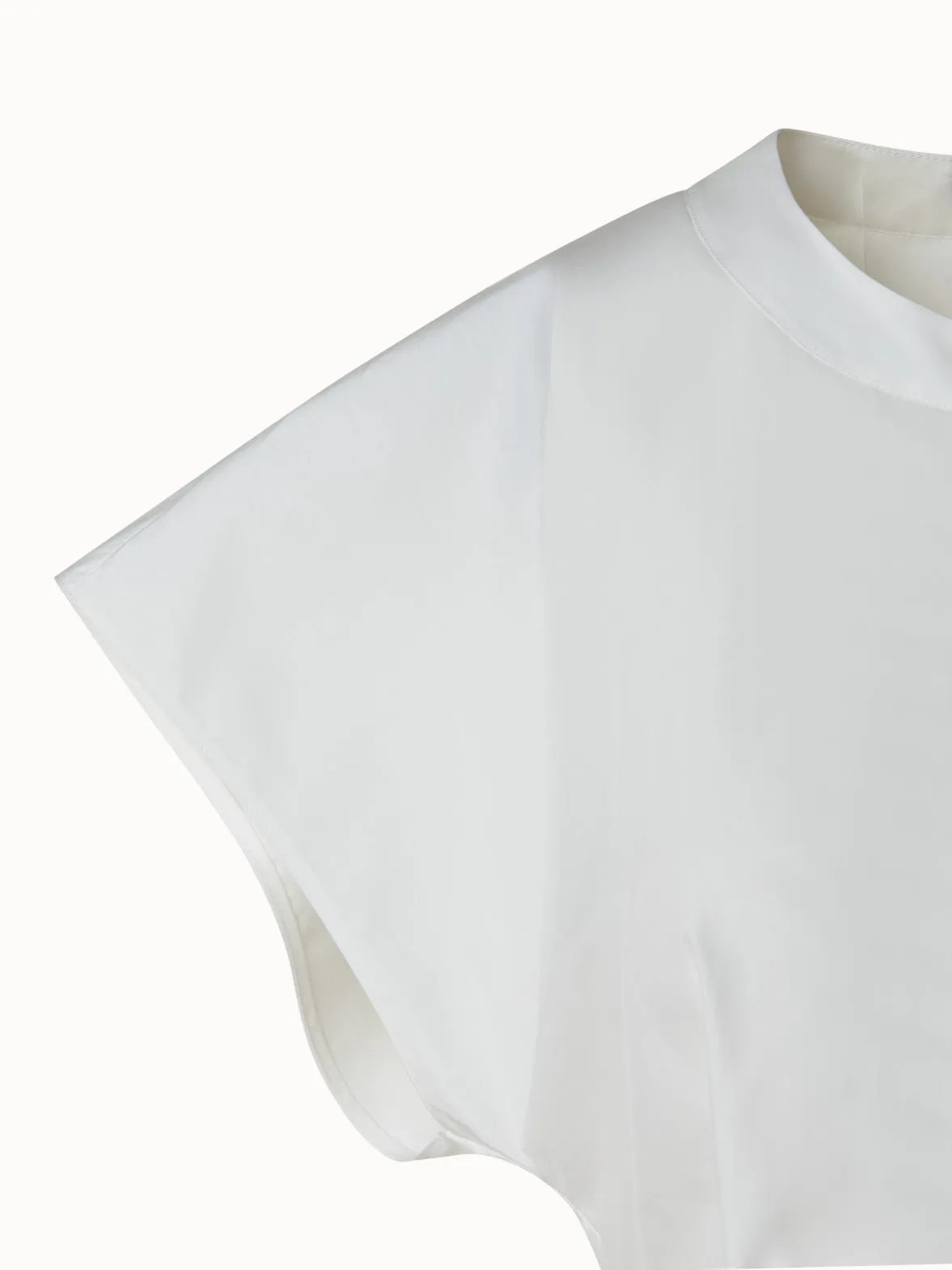 Cotton Silk Poplin Cap Sleeve Blouse