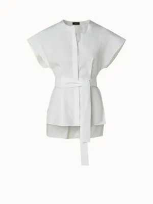 Cotton Silk Poplin Cap Sleeve Blouse